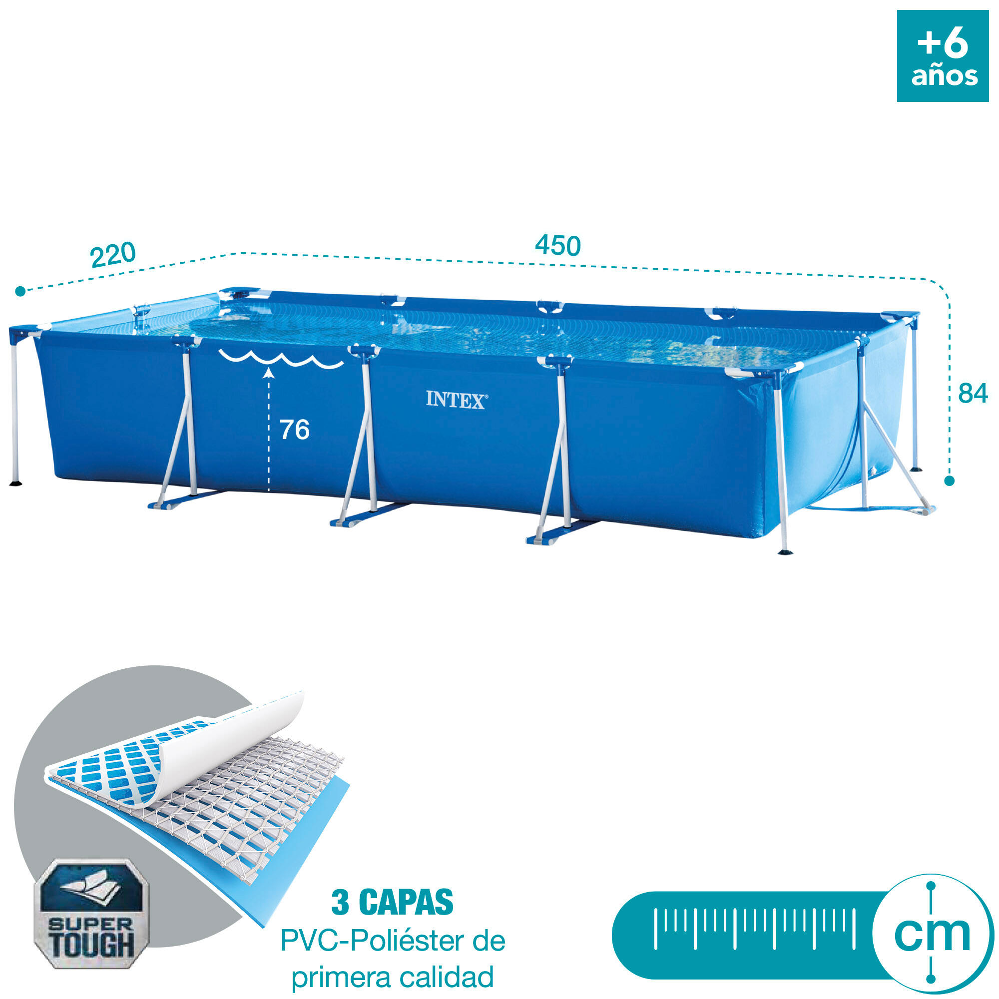 Piscina desmontable rectangular con depuradora Metal Frame INTEX - CD 2/4