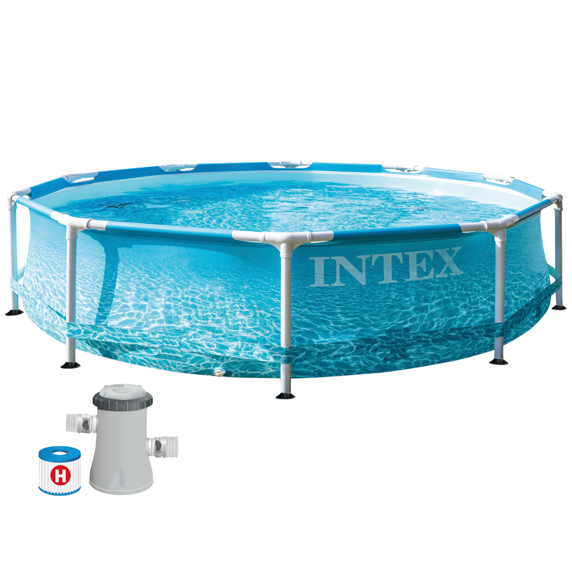 INTEX CD- Piscina desmontable con depuradora 1250 l/h Metal Frame Beachside INTEX.