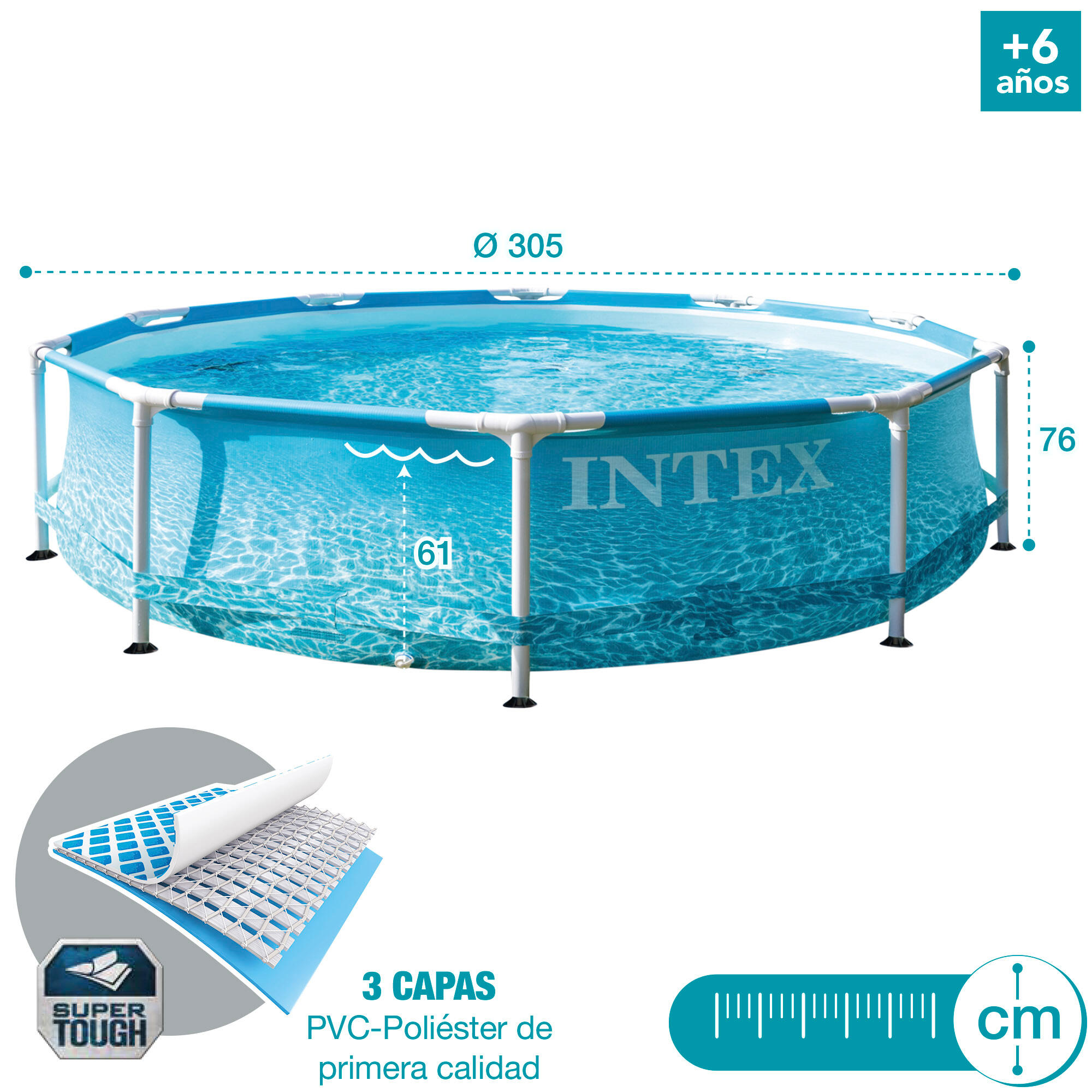 Piscina desmontable con depuradora 1250 l/h Metal Frame Beachside INTEX - CD 3/4