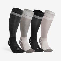 CHAUSSETTES EQUITATION ADULTES EXTRA FINES NOIR MARRON LOT DE 4