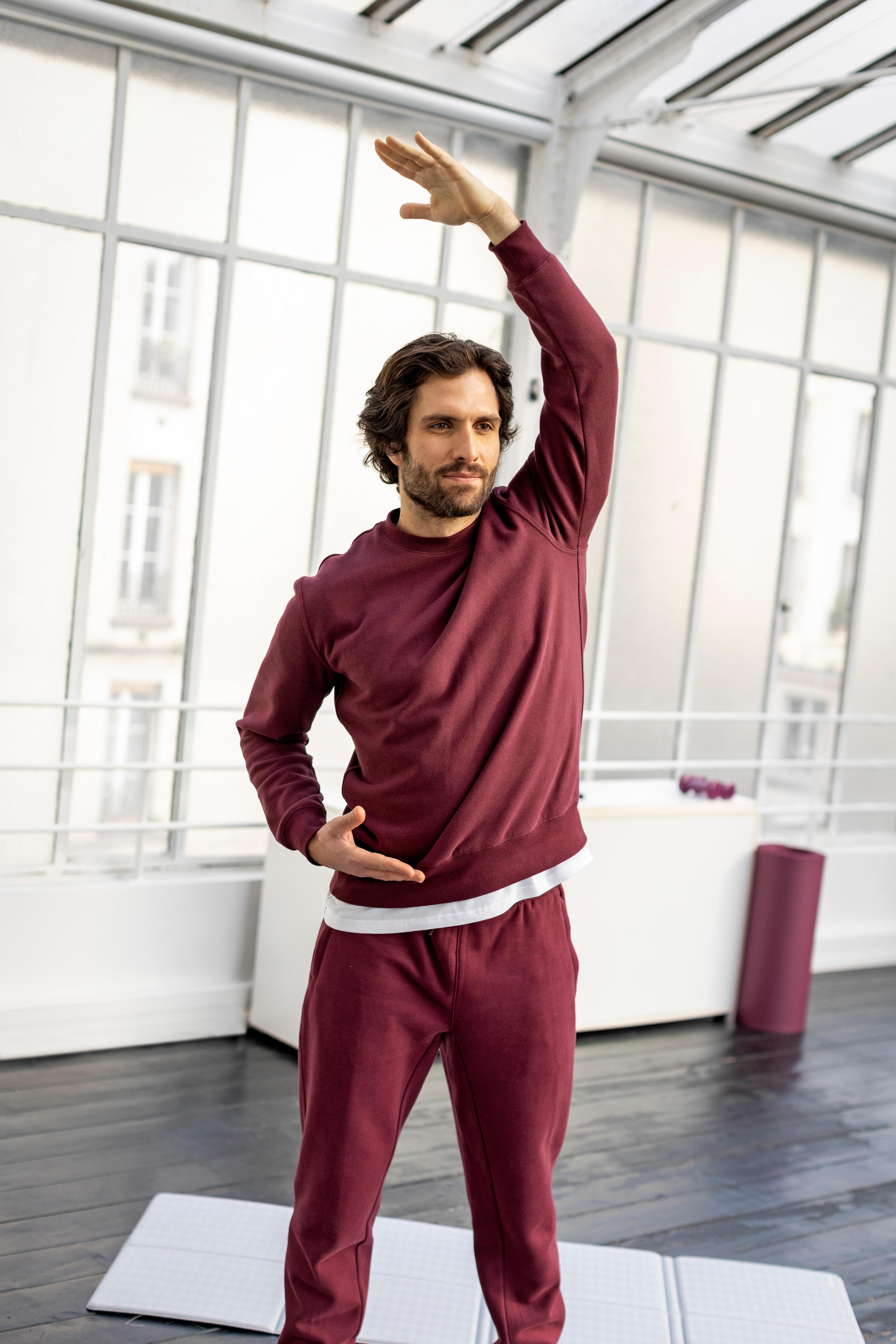 Pantalon jogging chaud homme, violet bordeaux 8/9