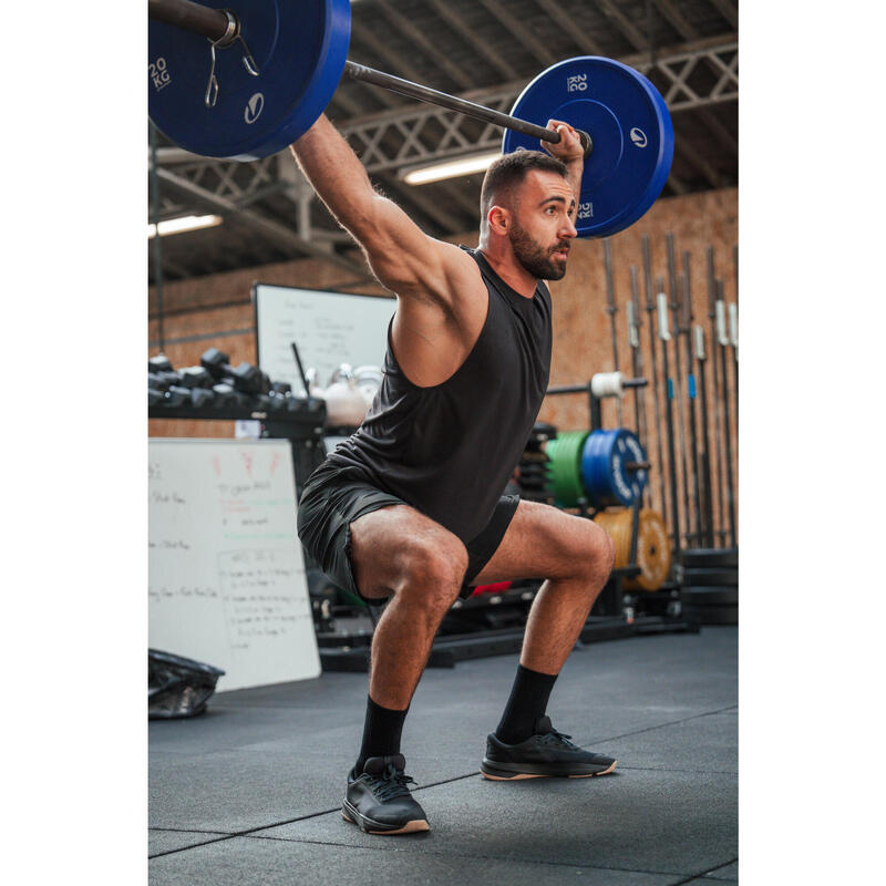 Calções Respiráveis de Fitness Bolsos com Fecho Homem Preto