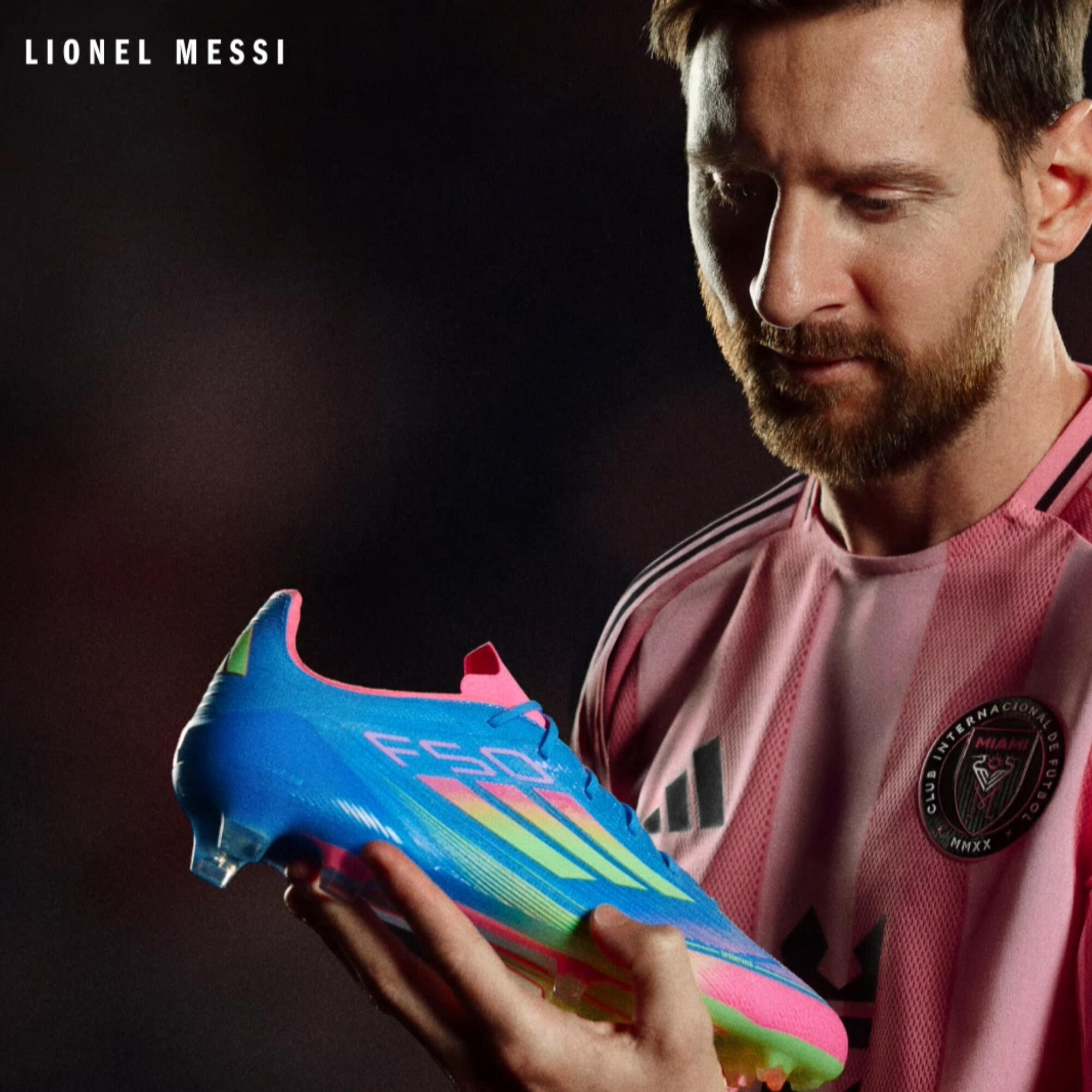 adidas F50 League FG/MG voetbalschoenen kind blauw/roze/geel 3/11