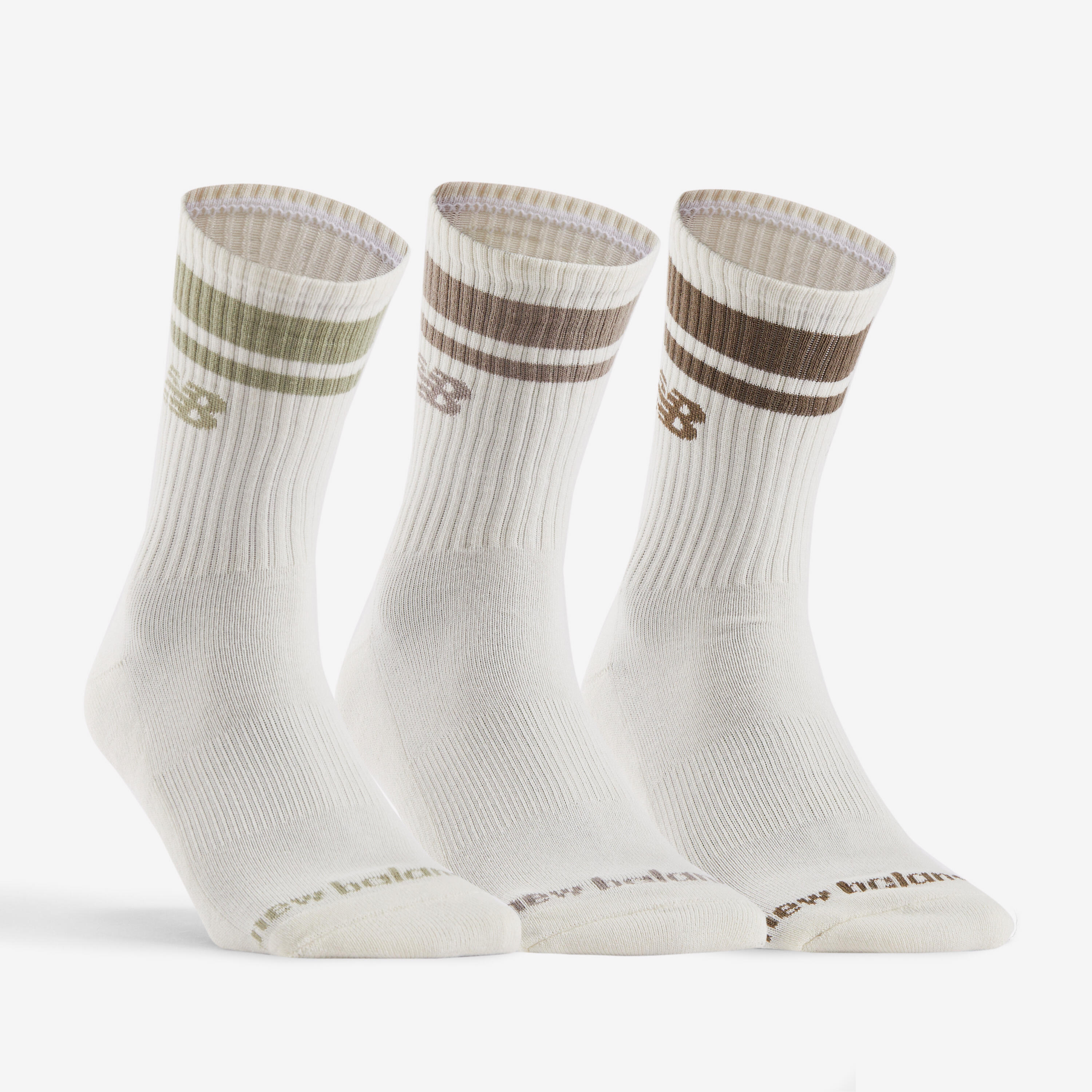NEW BALANCE Chaussettes de sport hautes New Balance x 3 blanches bandes de couleur
