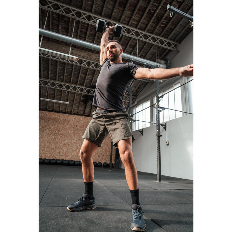 Tricou cross-training respirant slim Negru Bărbați