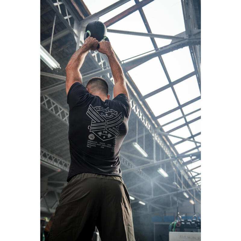 Tricou cross-training respirant slim Negru Bărbați