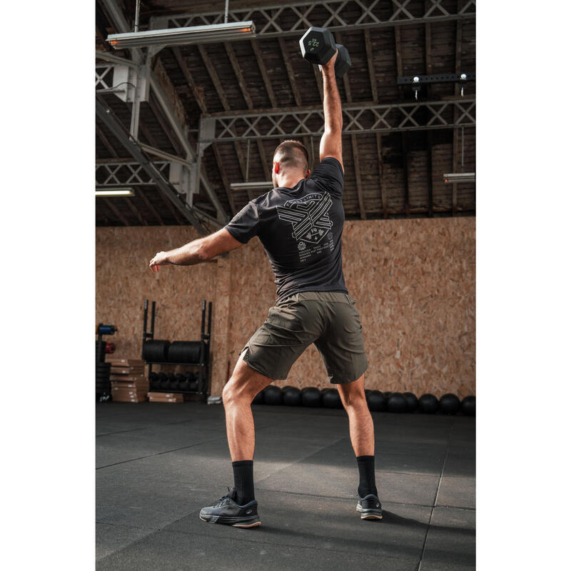 Tricou cross-training respirant slim Negru Bărbați