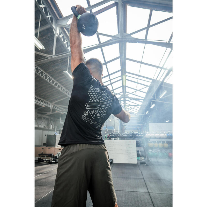 Tricou cross-training respirant slim Negru Bărbați
