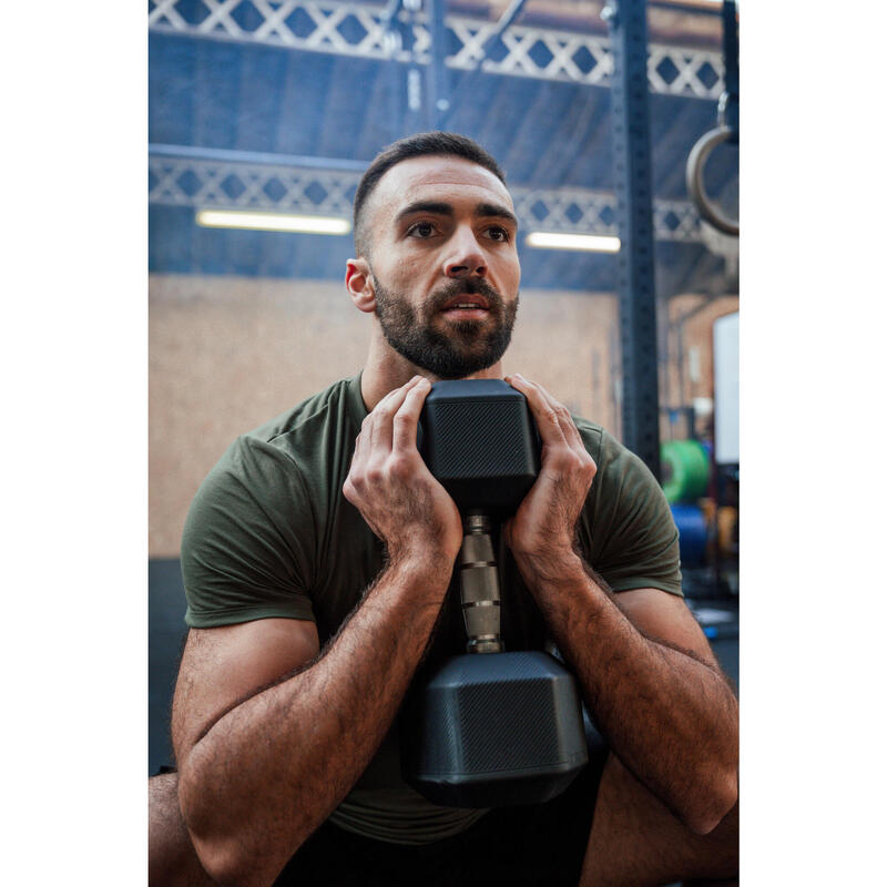Tricou cross-training slim-fit, respirant verde kaki Bărbați