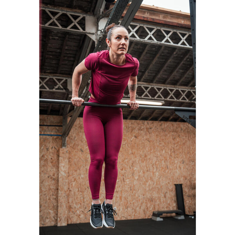 Colanți cu talie înaltă Fitness Roșu Damă