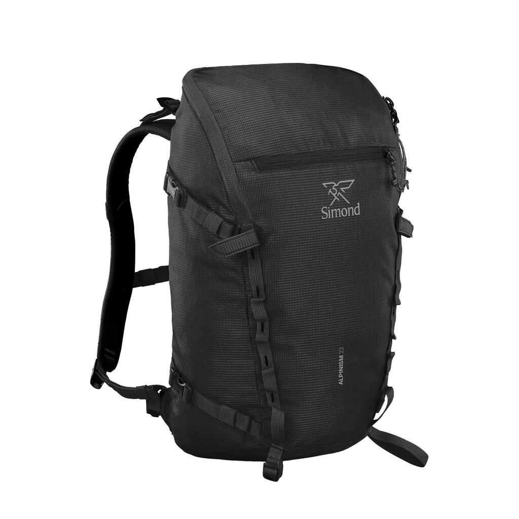 Versatile and modular mountaineering backpack, Alpinism 22 Black
