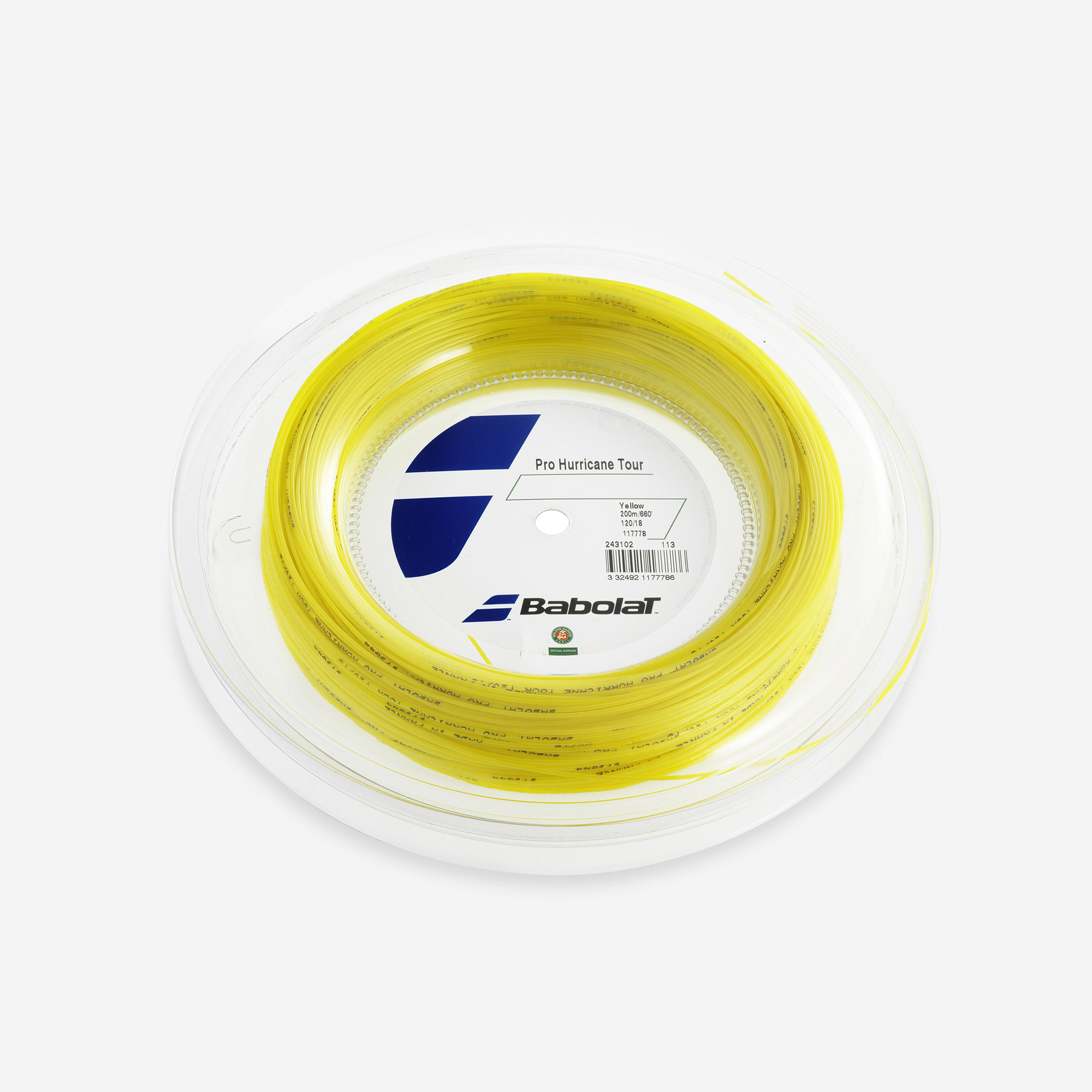 BABOLAT Bobina corda tennis monofilamento RPM HURRICANE 1.25mm 200m gialla