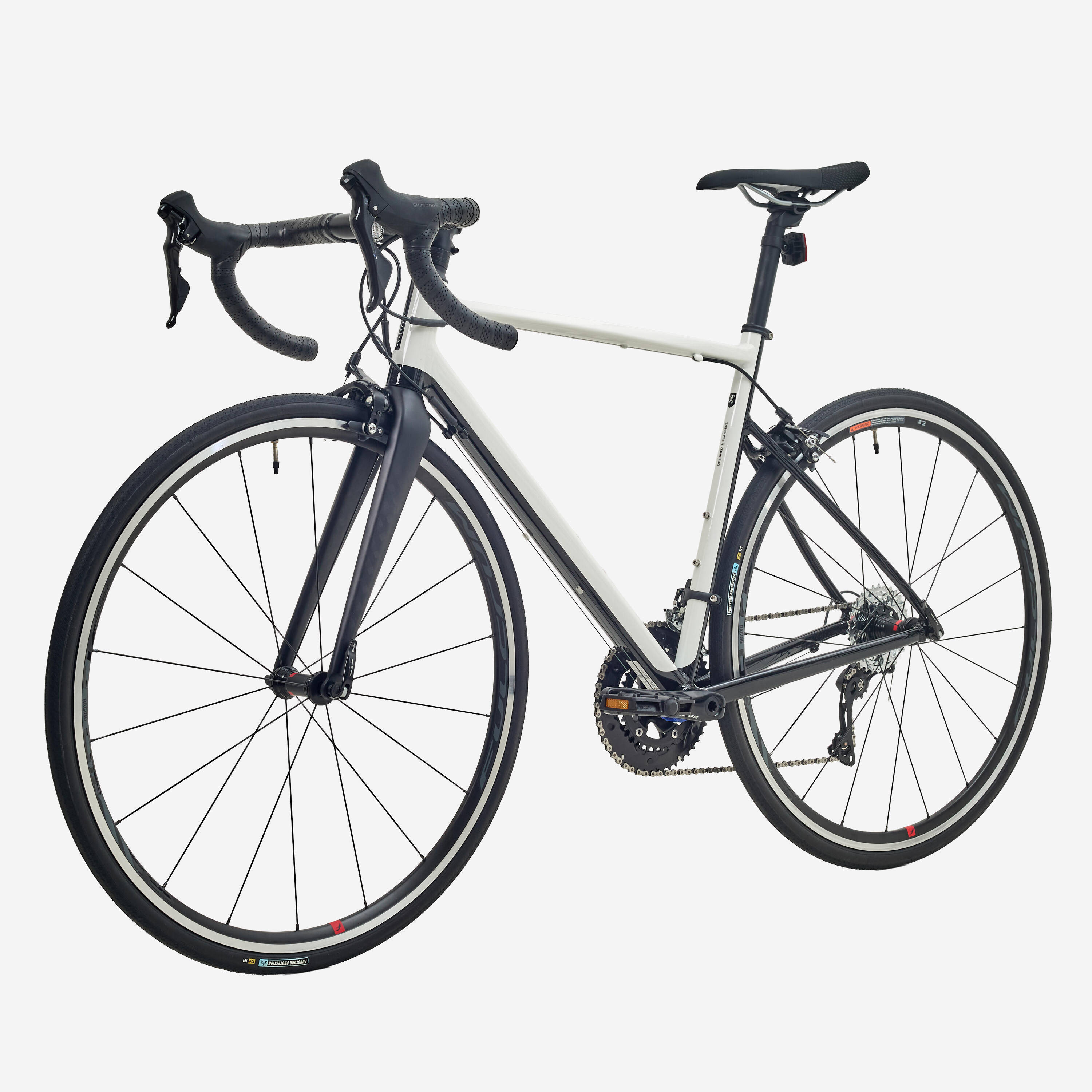 Road Bike Van Rysel EDR AF105 with Lightweight Aluminium Frame, Carbon Fork and Racing R6 Aluminium Wheels - White -  3