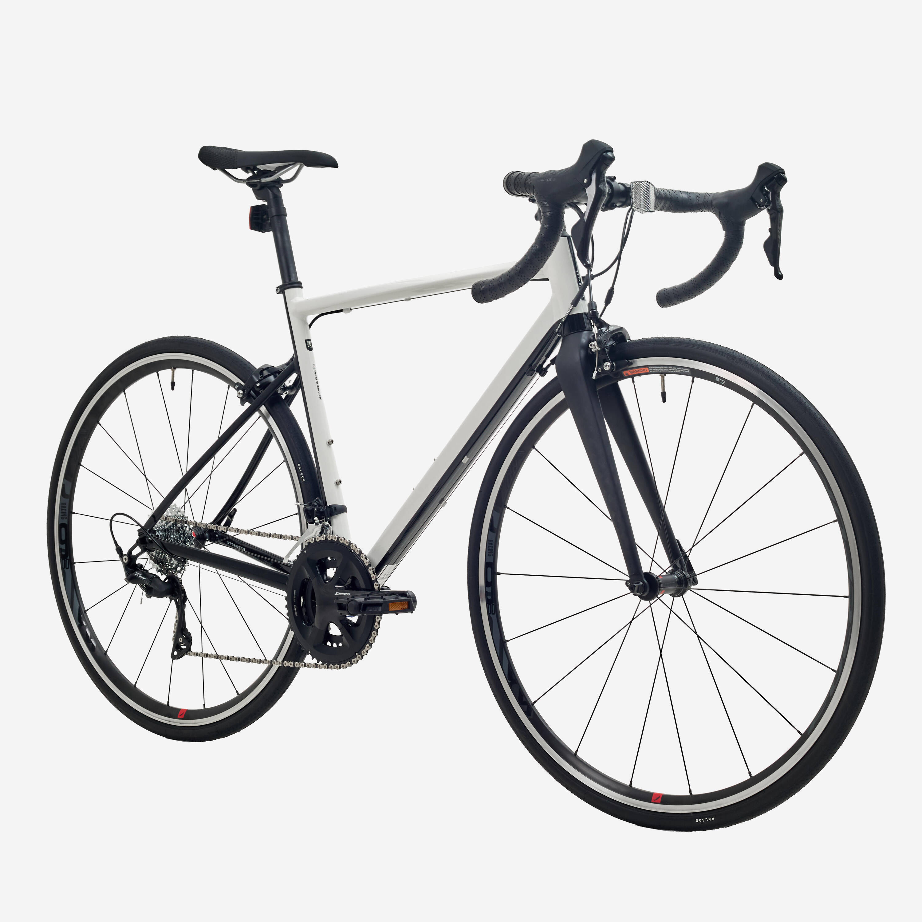 Road Bike Van Rysel EDR AF105 with Lightweight Aluminium Frame, Carbon Fork and Racing R6 Aluminium Wheels - White -  2