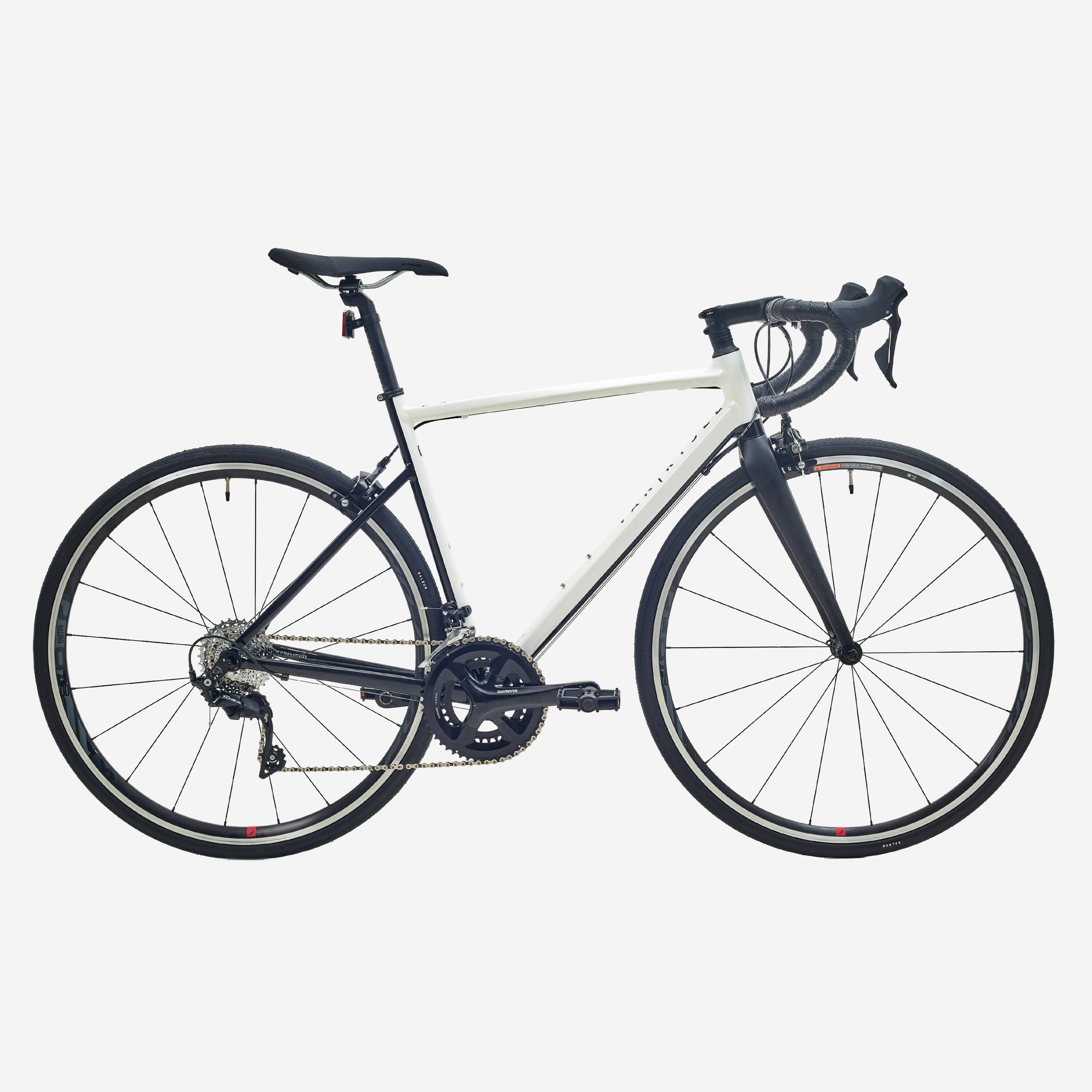 Road Bike Van Rysel EDR AF105 with Lightweight Aluminium Frame, Carbon Fork and Racing R6 Aluminium Wheels - White -  1