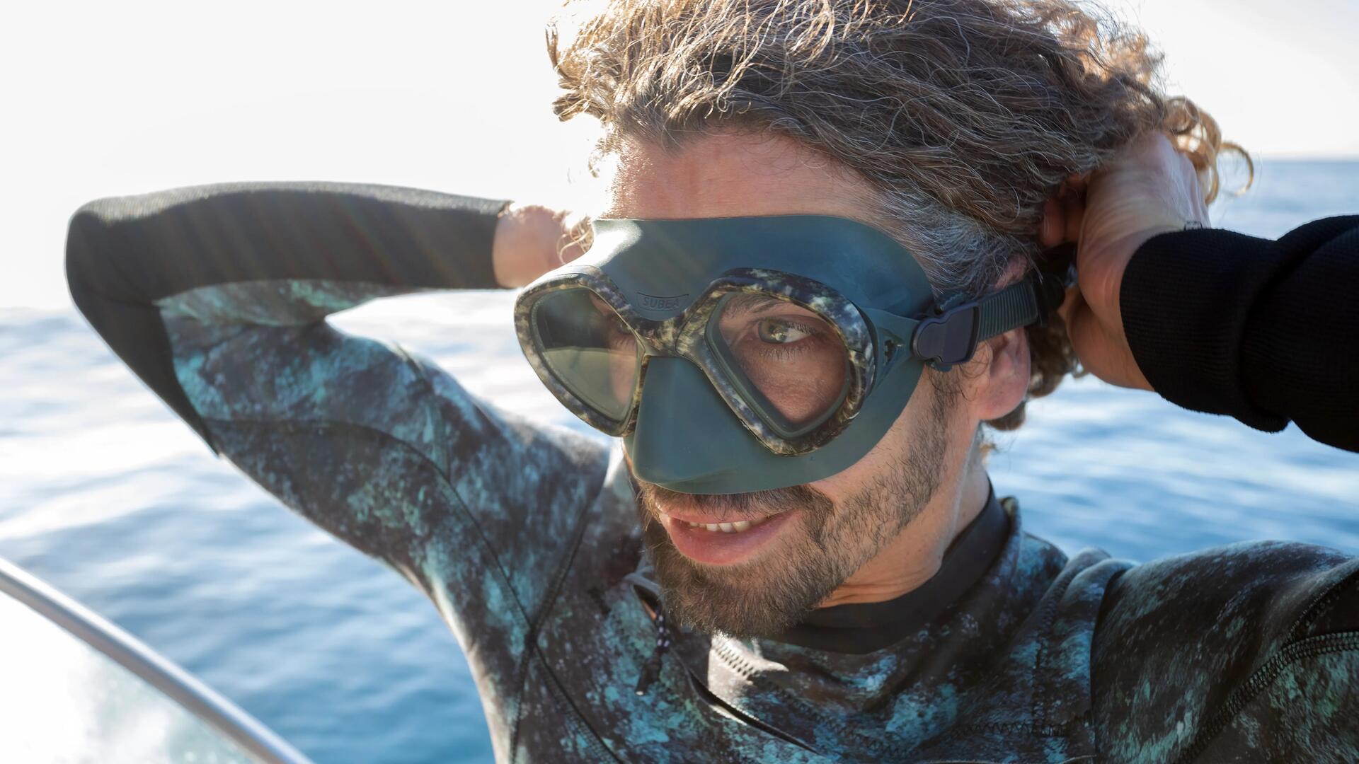 Masque apnée et chasse sous-marine anti buée petit volume - 500 dual lv camo