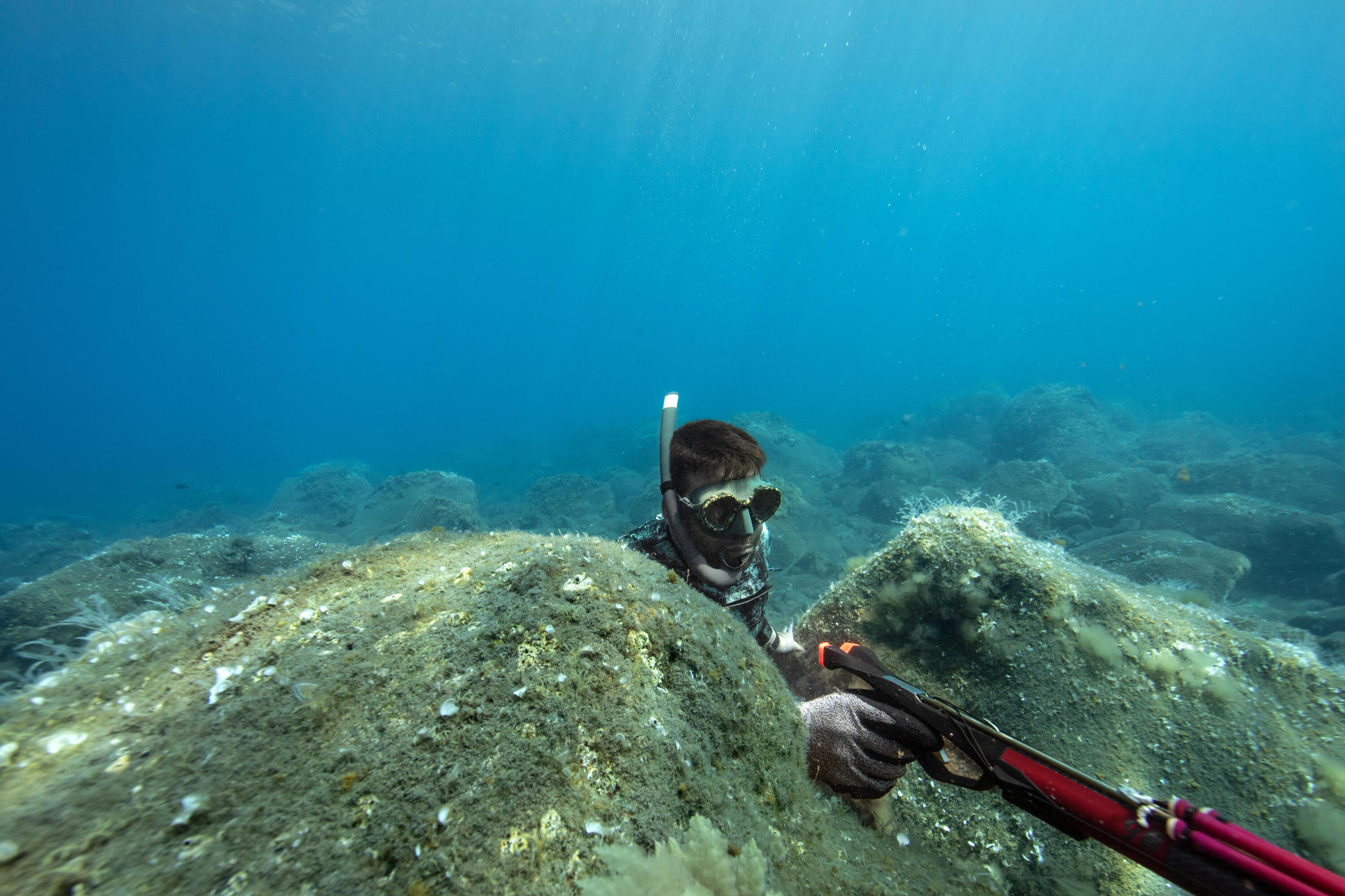 Kleine Antibeschlag-Apnoe-und Speerfischmaske – 500 Dual LV camo 11/13