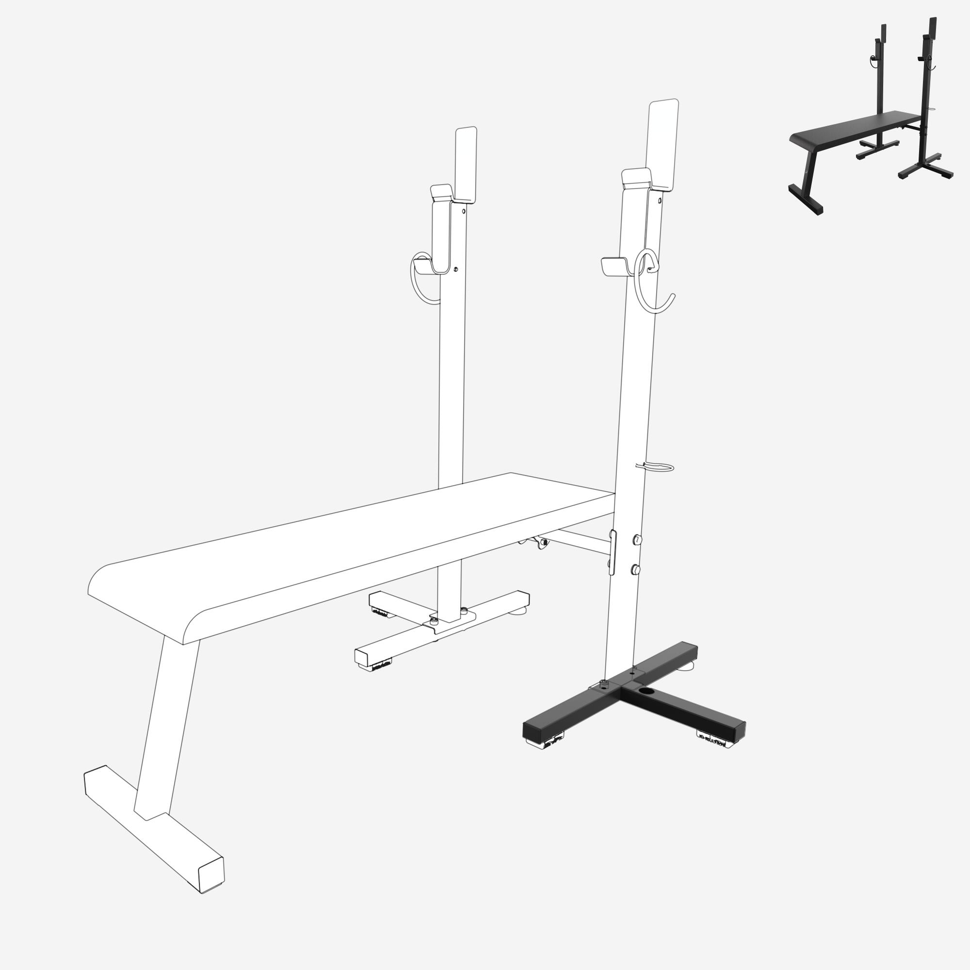 Pied droit, pièce détachée banc, bench press 80 kg 3/5