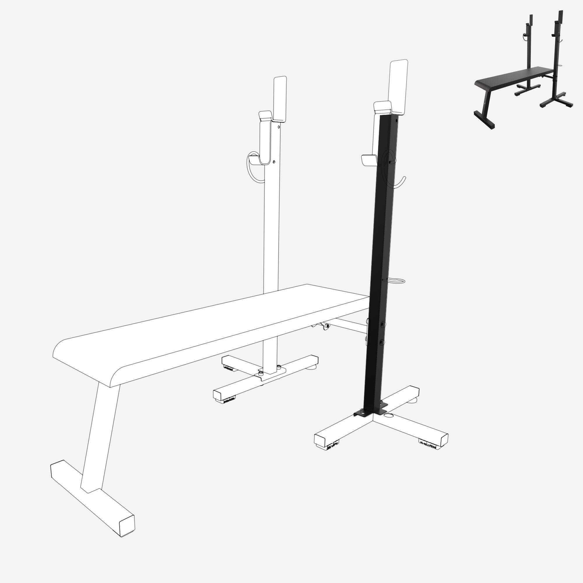 Chandelle droite, pièce détachée banc, bench press 80 kg 4/6