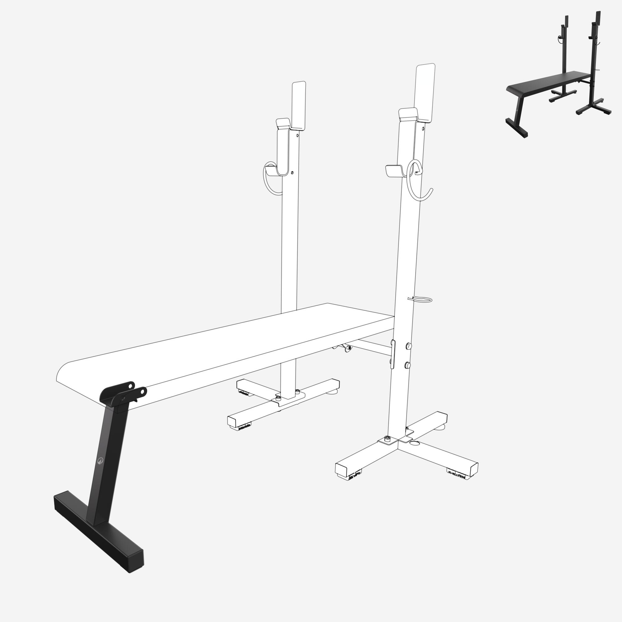 Pied central, pièce détachée banc, bench press 80 kg 4/6