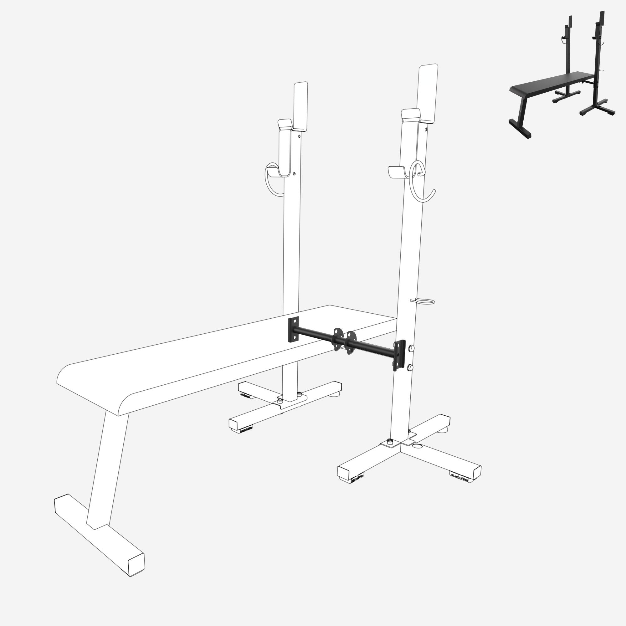 Raccord chandelles, pièce détachée banc, bench press 80 kg 2/4