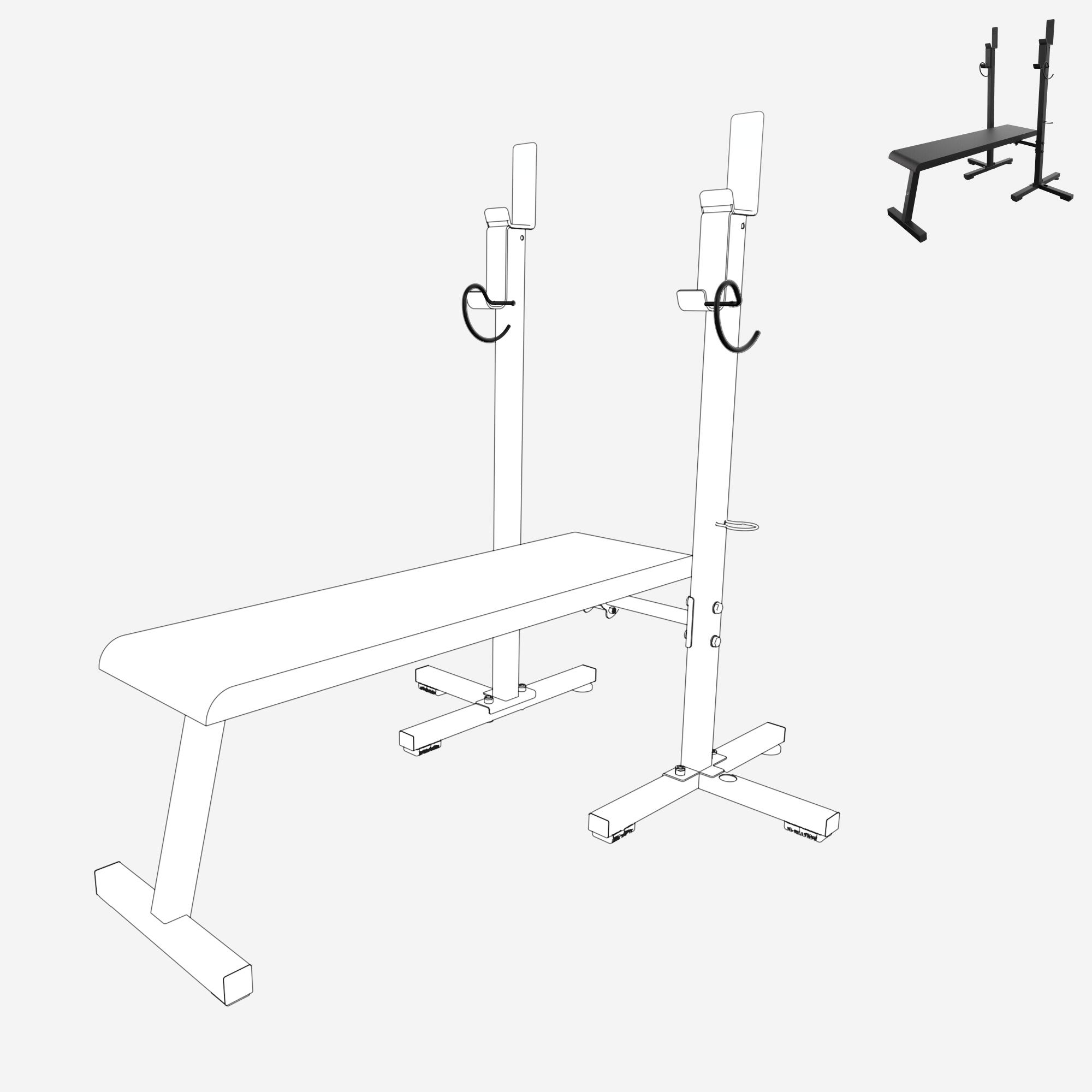 Crochet de sécurité *2, pièce détachée banc, bench press 80 kg 5/7