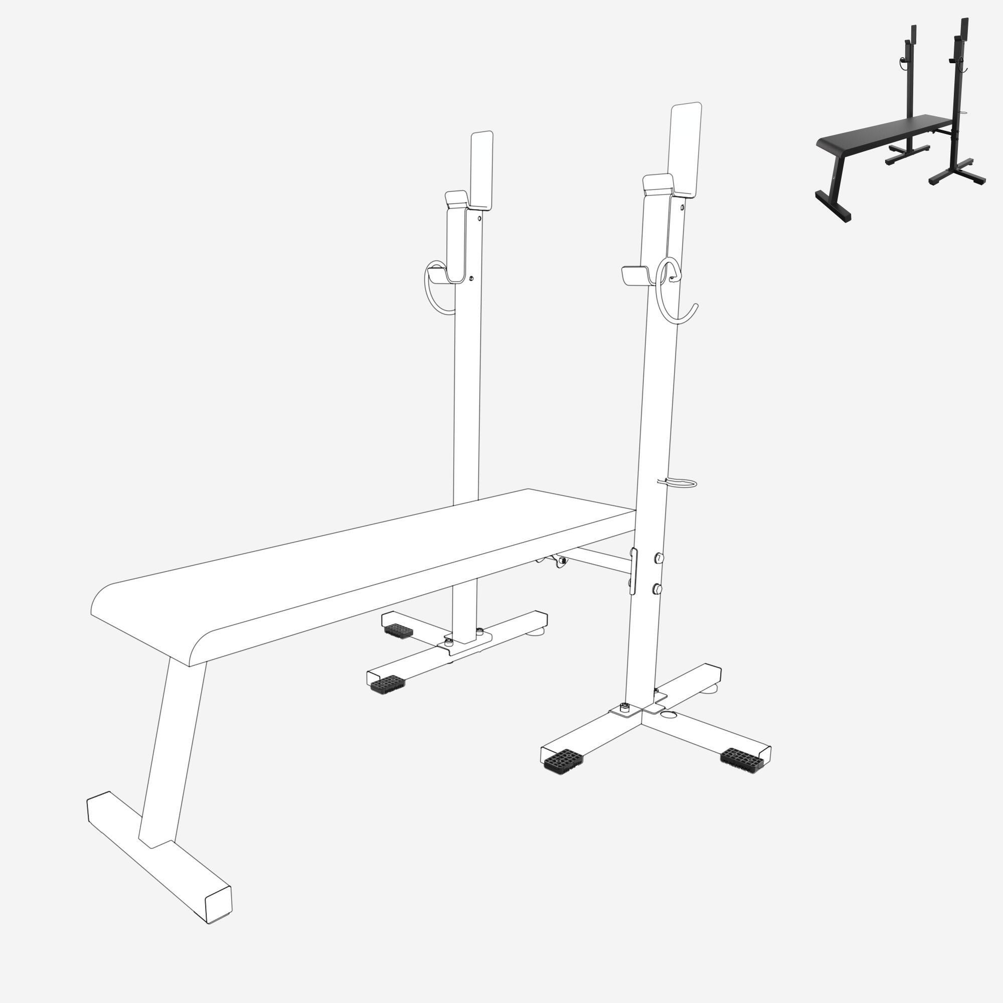 Patin pied, pièce détachée banc, bench press 80 kg 4/6