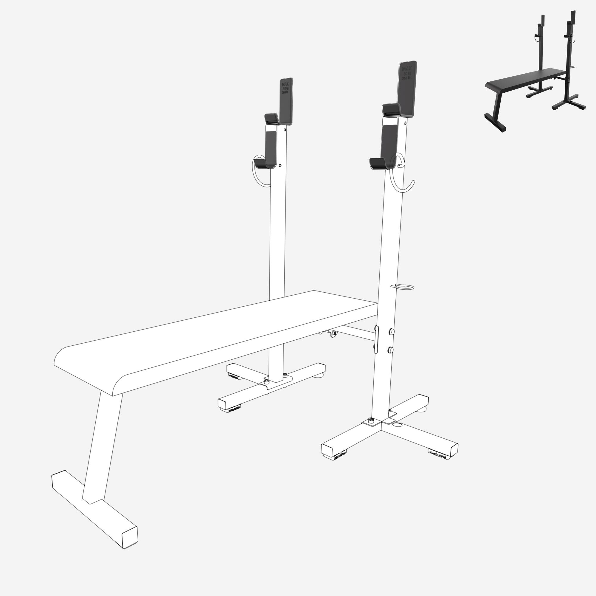 Protection de repose barre, pièce détachée banc, bench press 80 kg 2/4