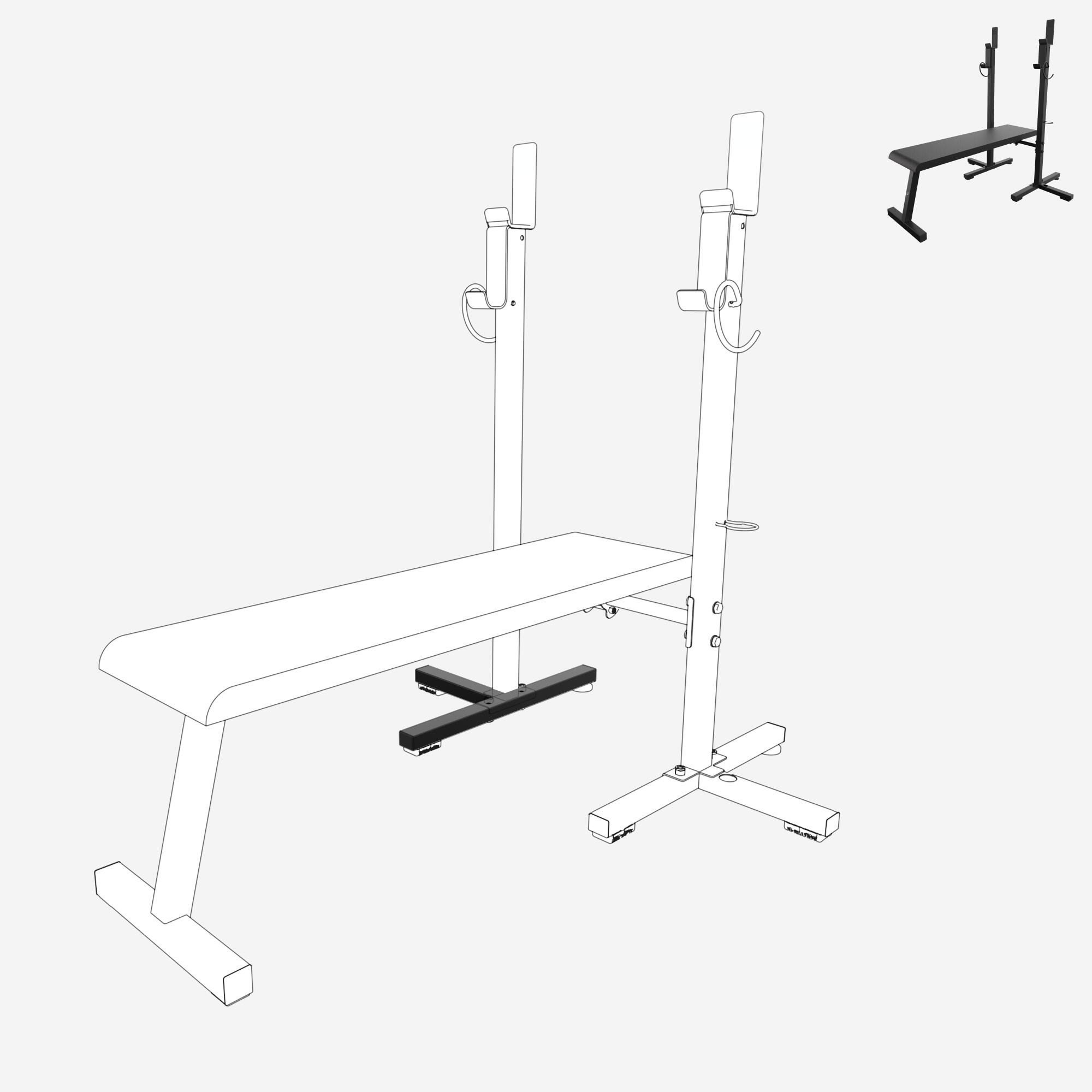 Pied gauche, pièce détachée banc, bench press 80 kg 3/5