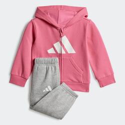 Ensemble de survêtement bébé à zip, rose et gris