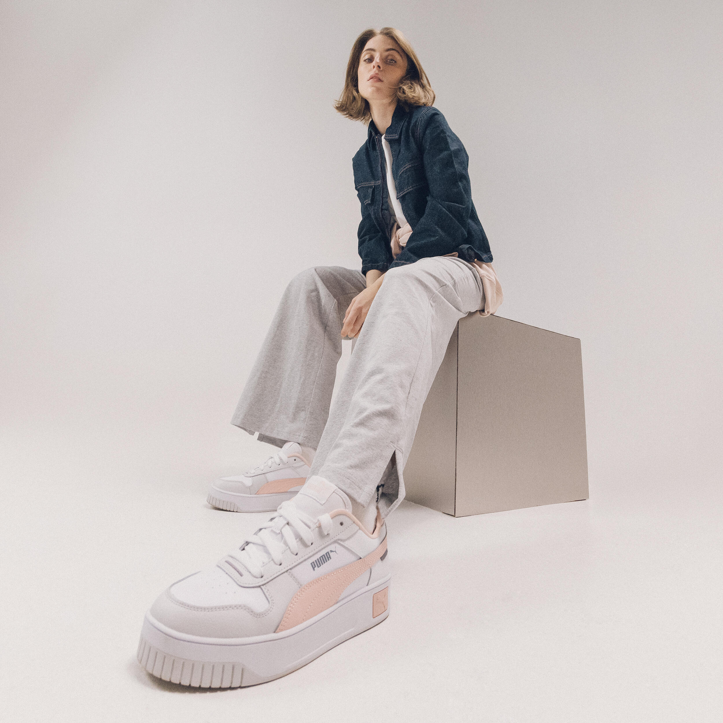 Baskets de marche Femme en cuir, Carina Street, blanc et rose 8/9