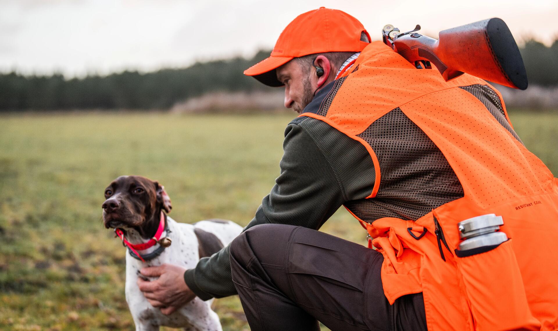 Une gourde sans le gilet du chasseur pour hydrater son chien à la chasse