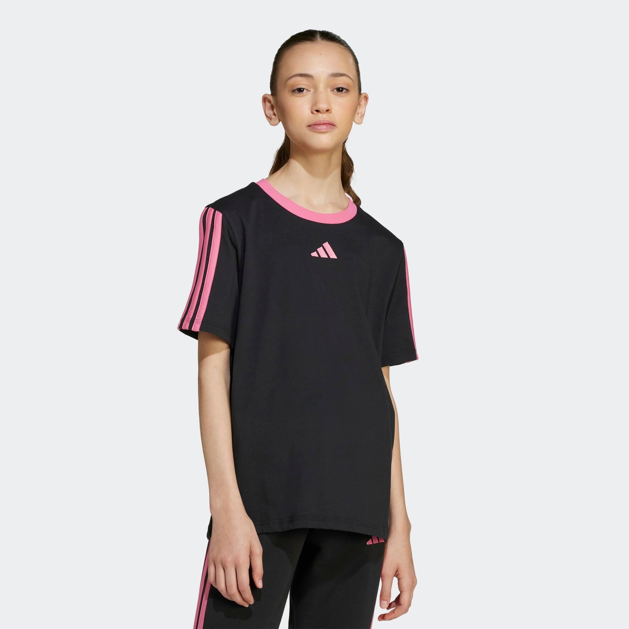 Tricou din bumbac ADIDAS Educație fizică Negru-Roz Copii