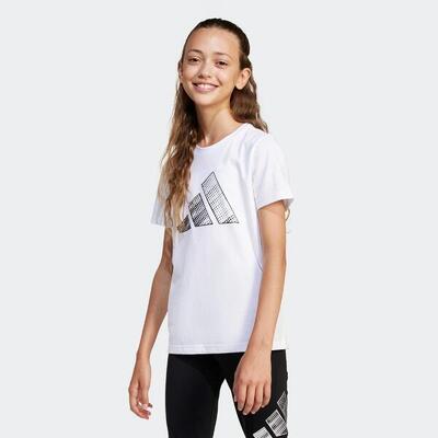 T-shirt bianca ADIDAS bambina ginnastica regular fit cotone