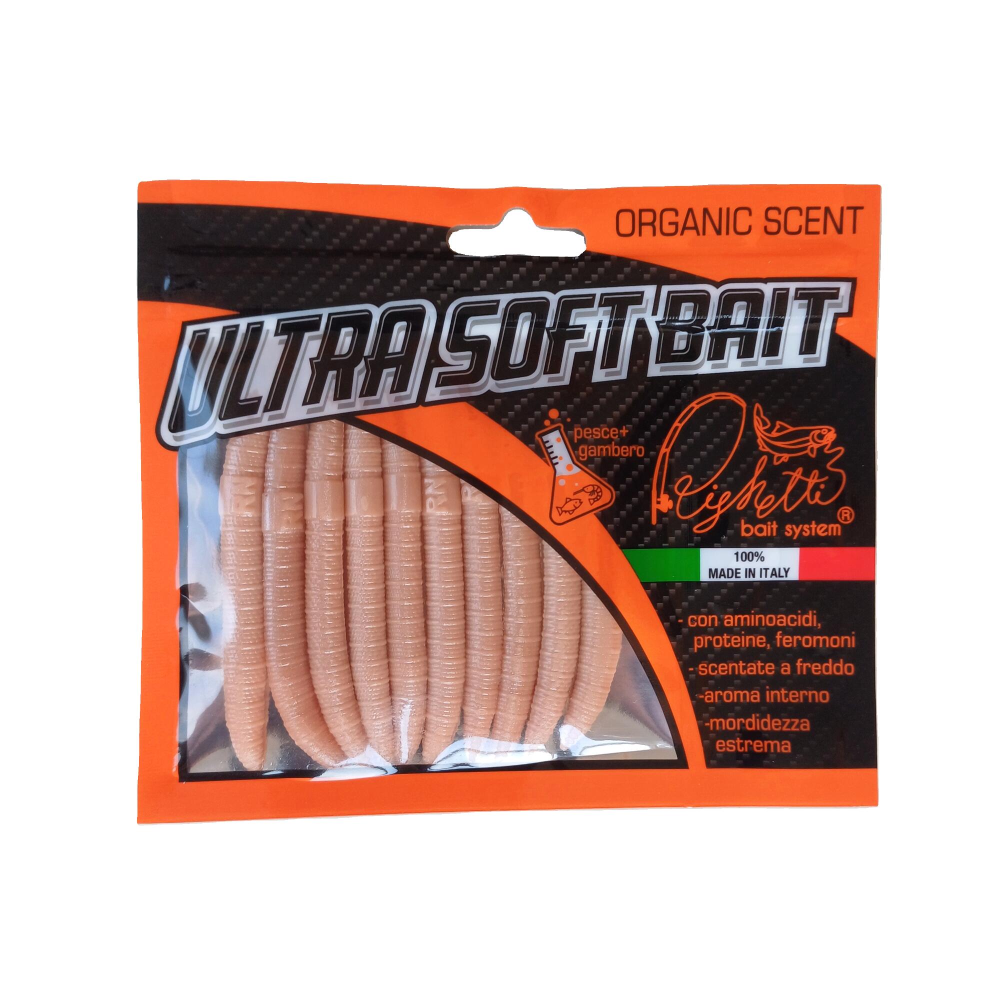 Esca morbida pesca spinning Righetti Bait System Verme Piatto 7cm naturale 2/3