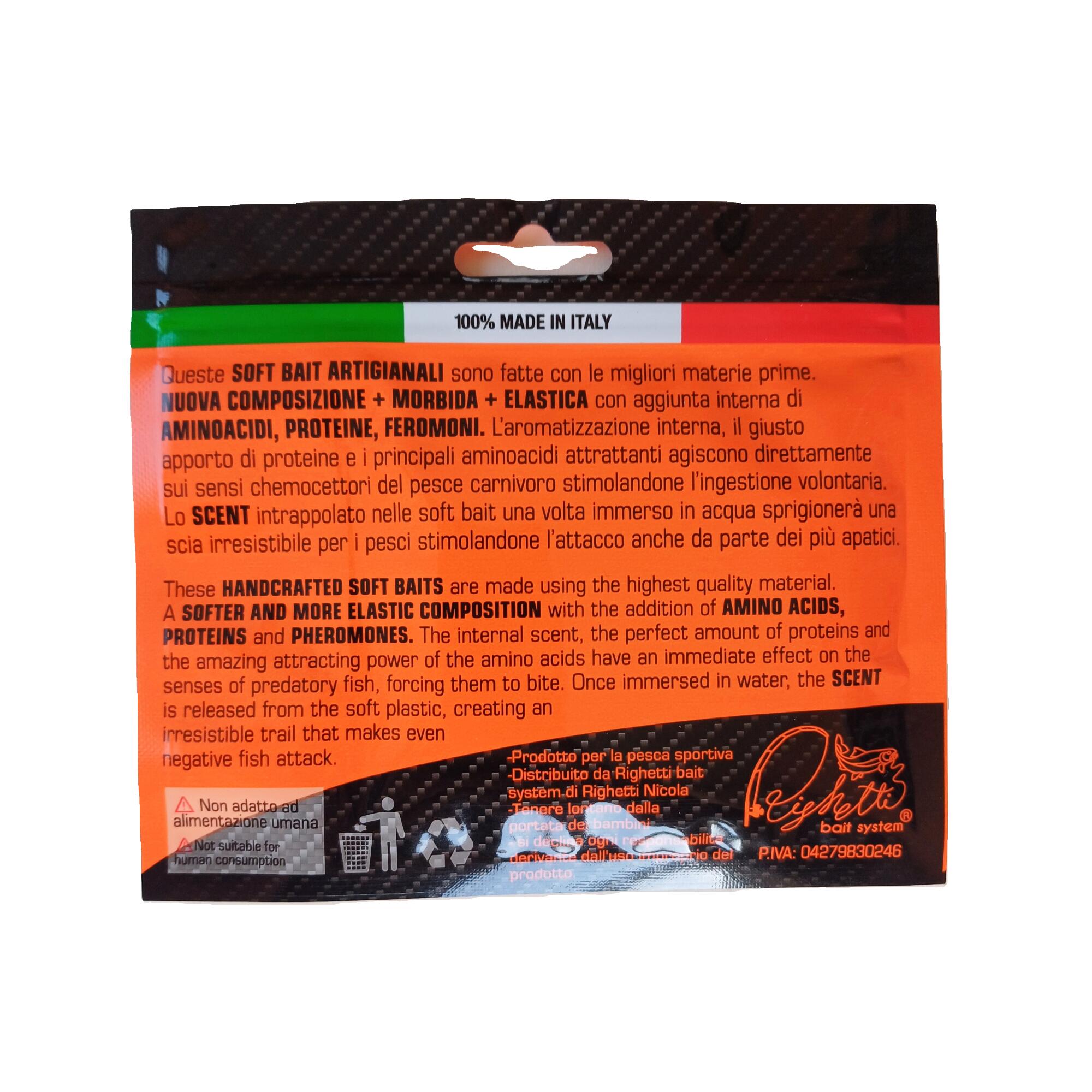 Esca morbida pesca spinning Righetti Bait System Verme Piatto 7cm naturale 3/3