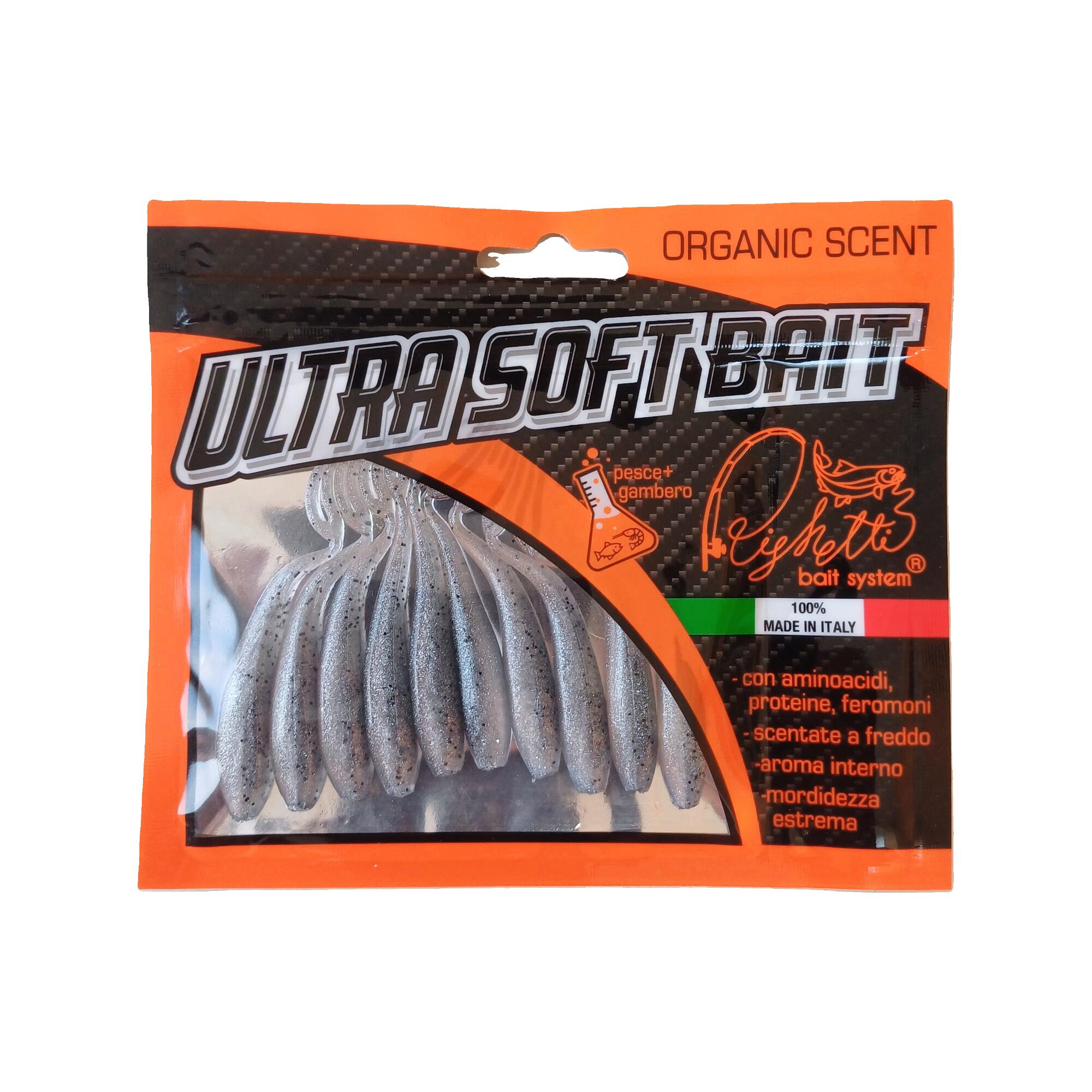 Esche morbida siliconica pesca spinning Righetti Bait System Shad V Tail 6cm 2/3