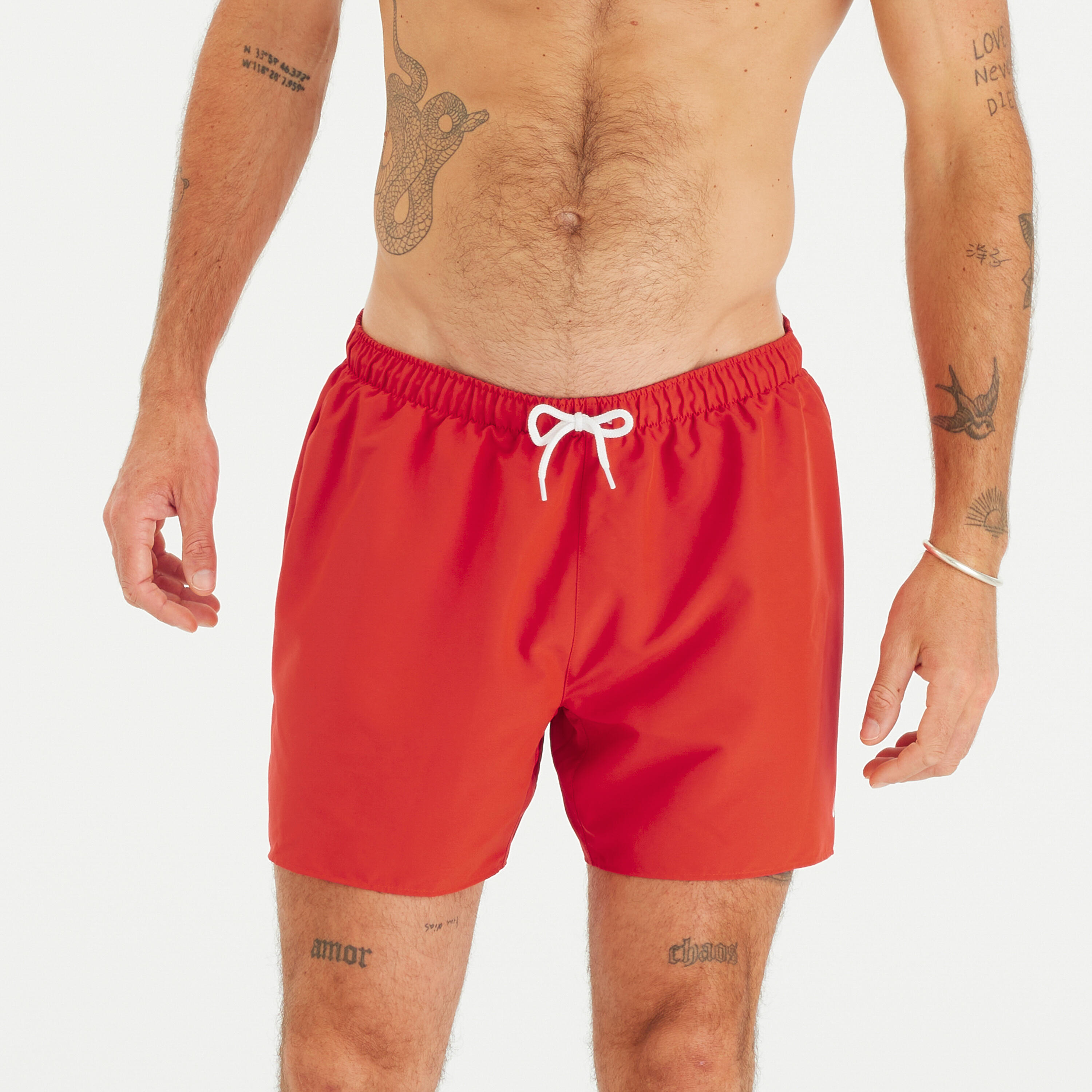 Men’s surfing swim shorts 100 - Hendaia MW Red