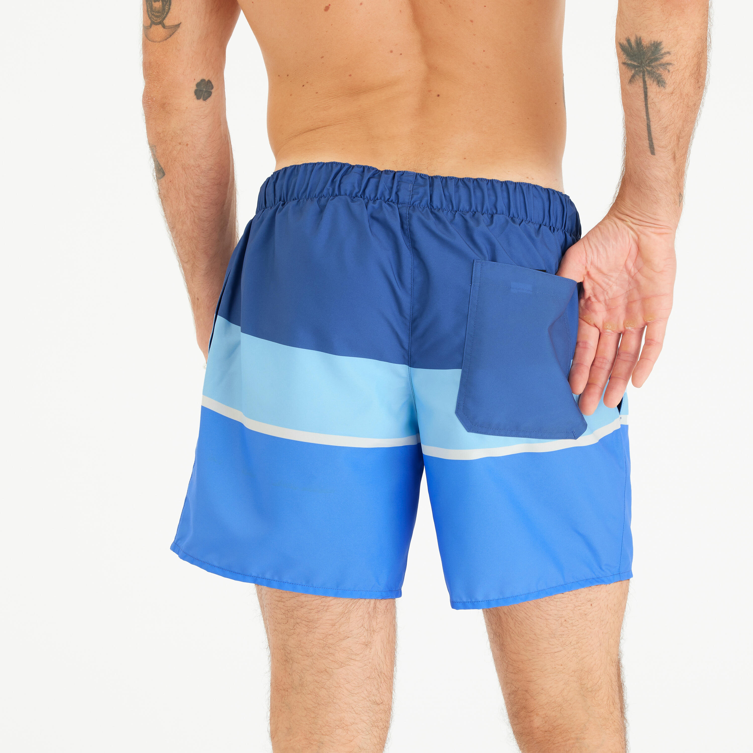 Calções de banho de surf 100 Curtos 15" Homem - Strippy Azul 5/5