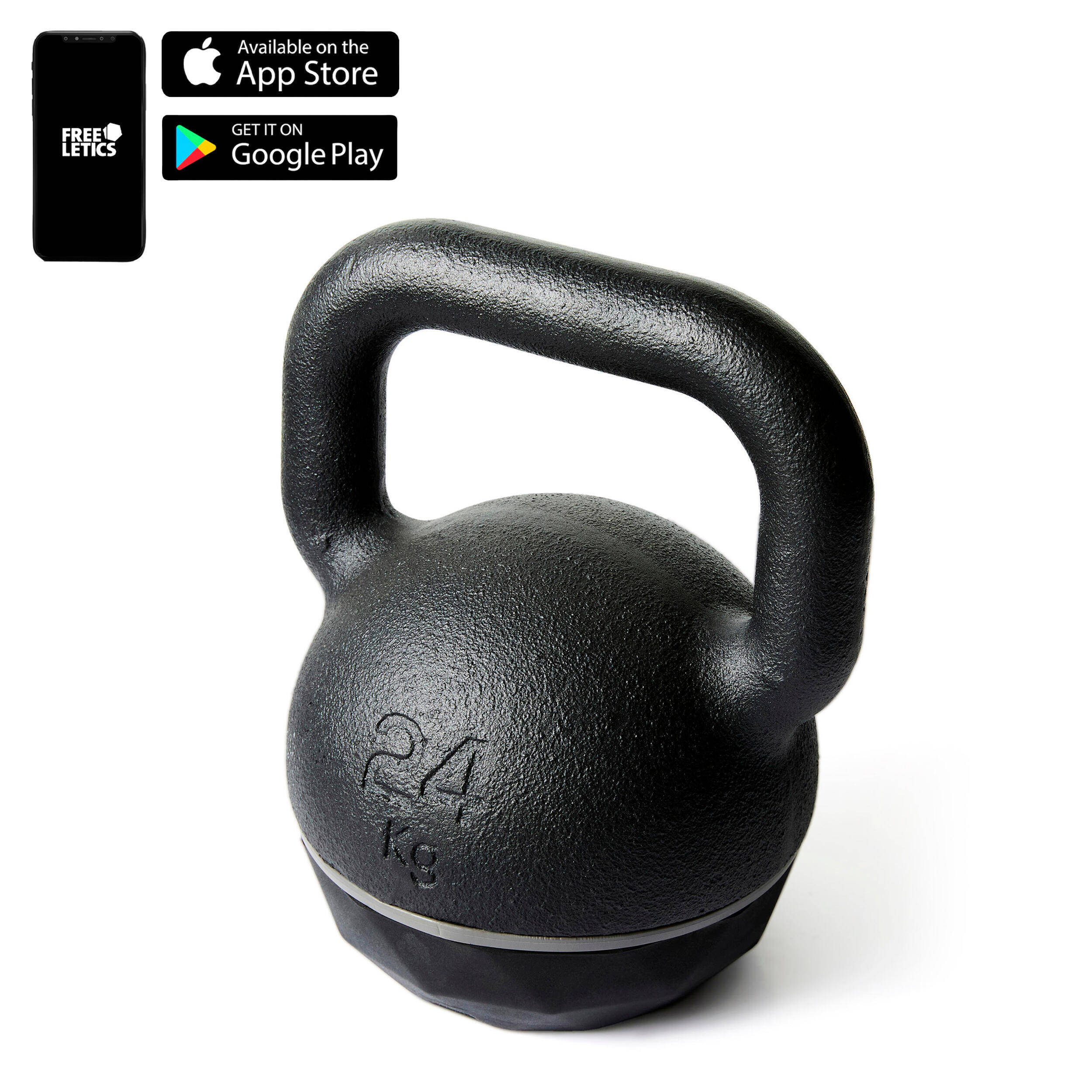 Gym Kettlebell 24 Kg Black Grey -  3