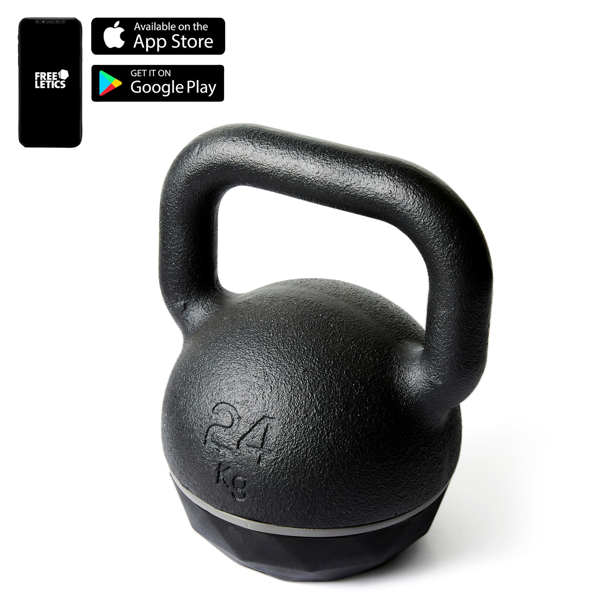 CORENGTH Kettlebell ghisa-base in gomma 24kg
