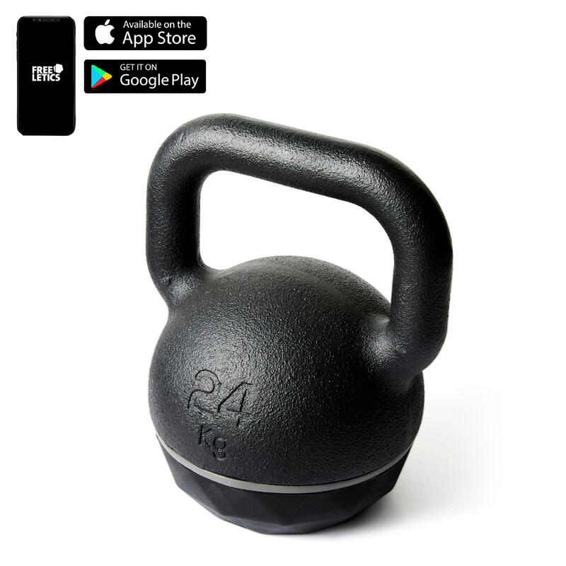 Ganteră Kettlebell din fontă parțial reciclată, înveliș din cauciuc 24 kg