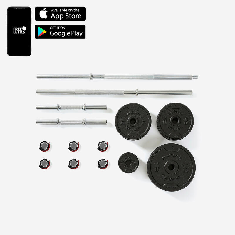Conjunto de Halteres e Barras de Musculação de 50 kg