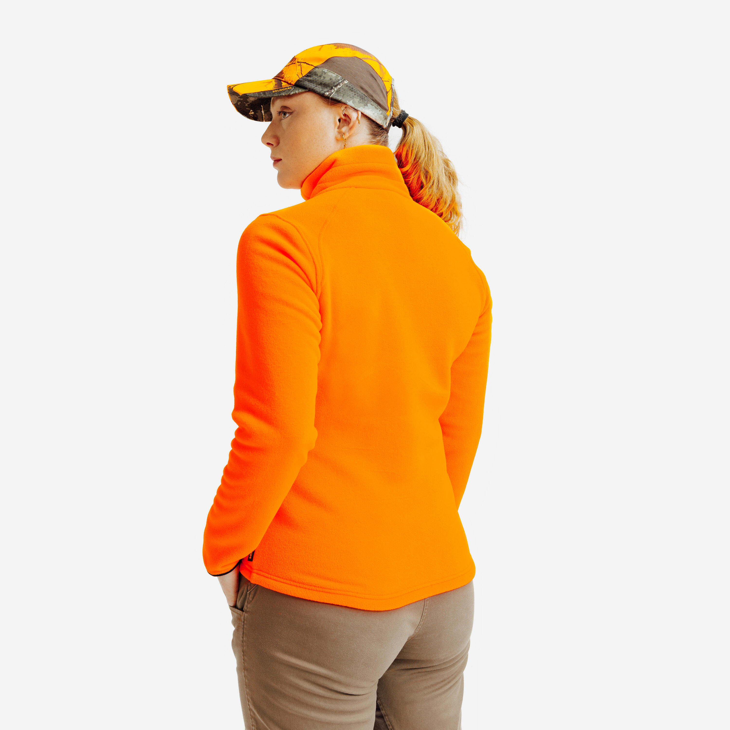 Polaire chasse femme 300 orange fluo 2/6