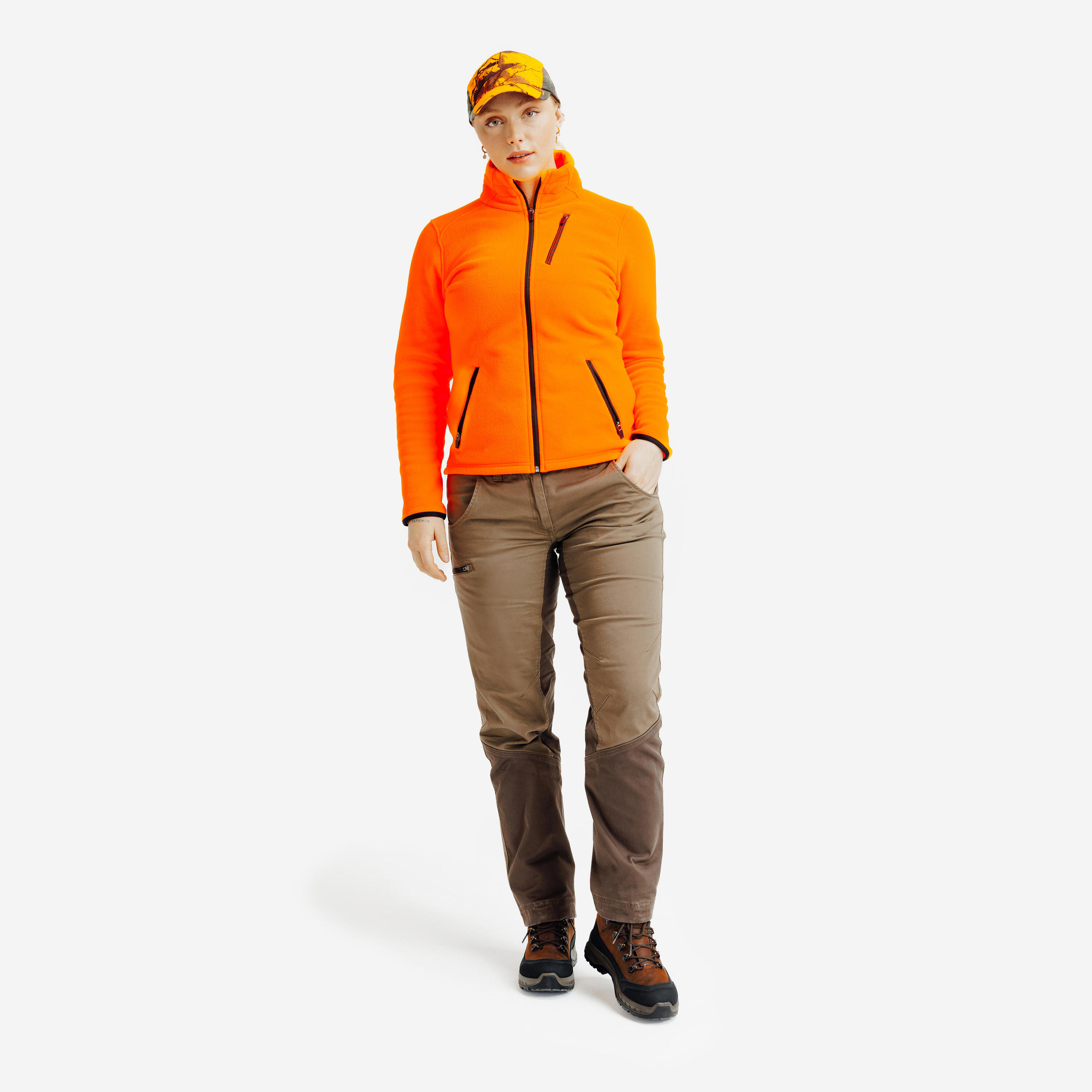 Polaire chasse femme 300 orange fluo 6/6