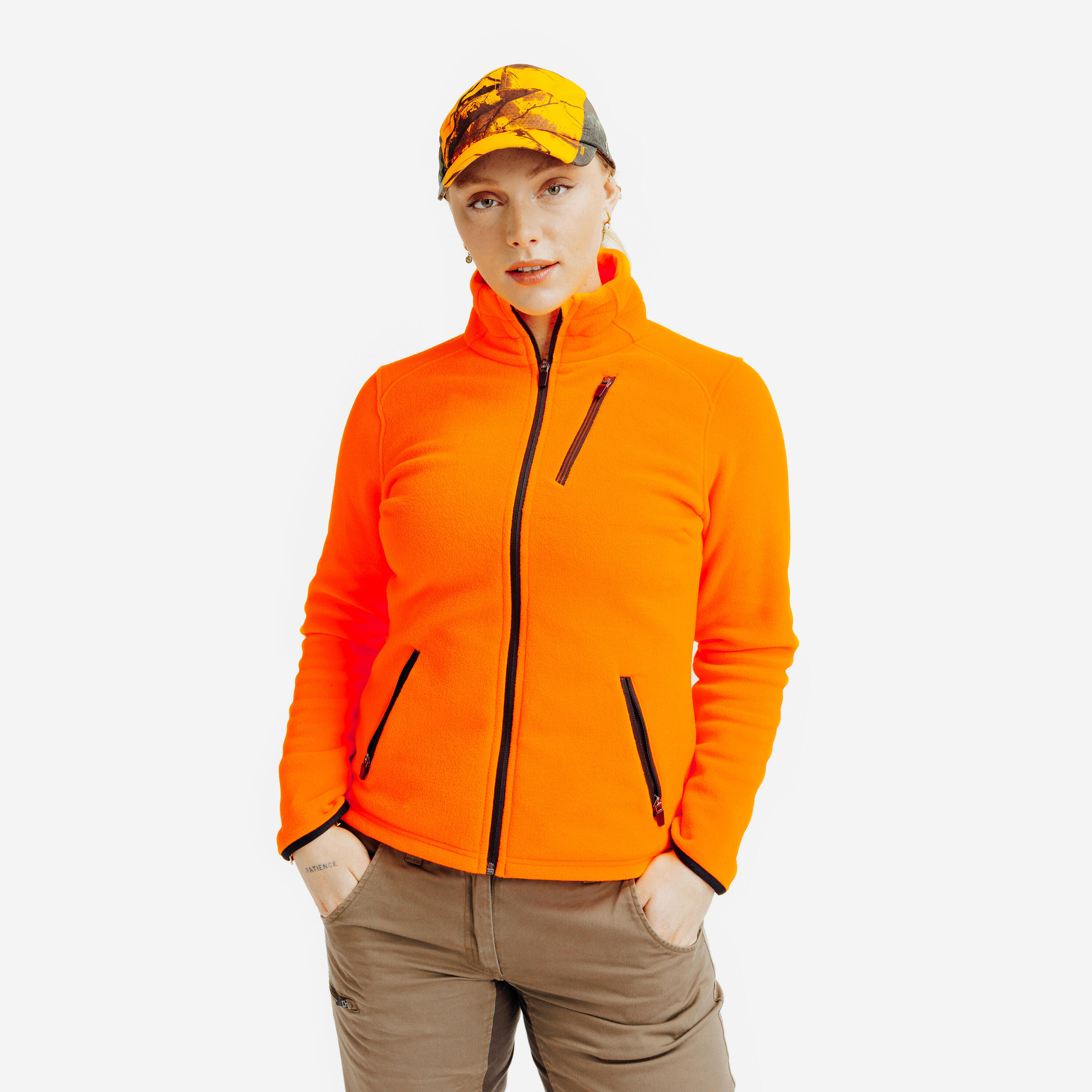 SOLOGNAC Pile caccia donna 300 arancione fluo