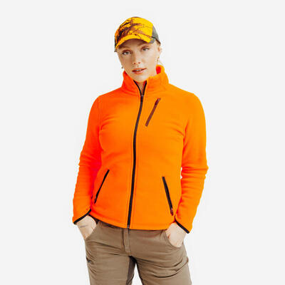 Fleece jas 300 dames fluo-oranje