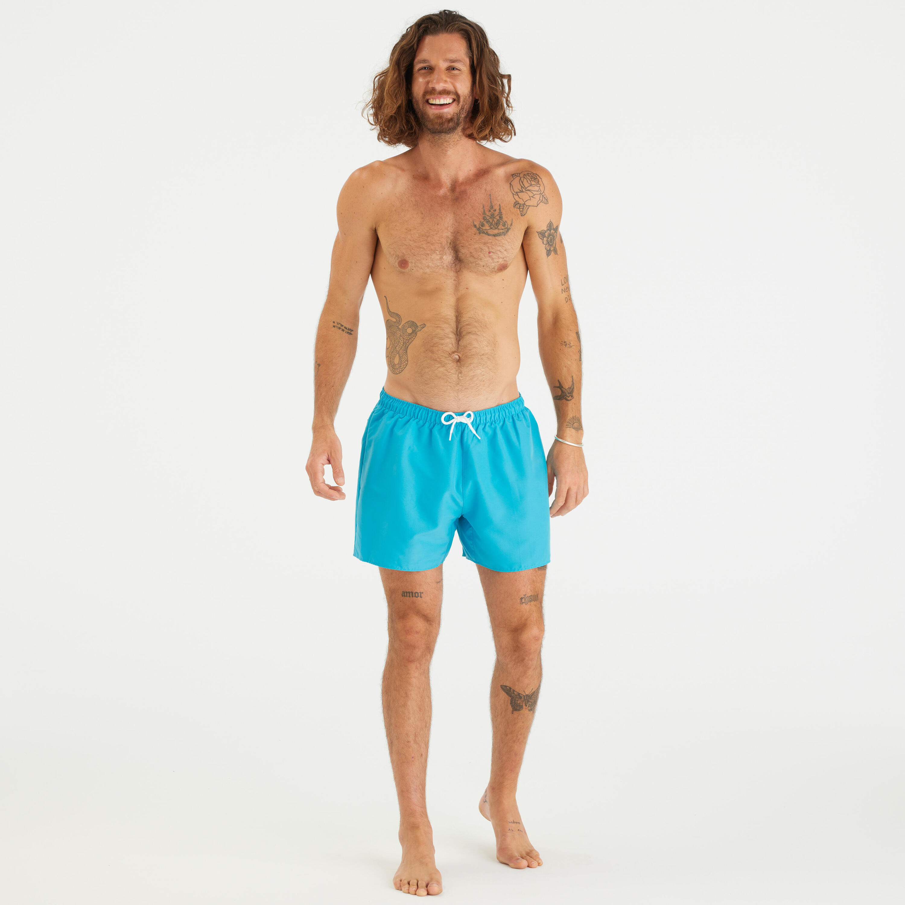 Korte boardshort 15" voor surfen heren 100 Hendaia turquoise 2/6