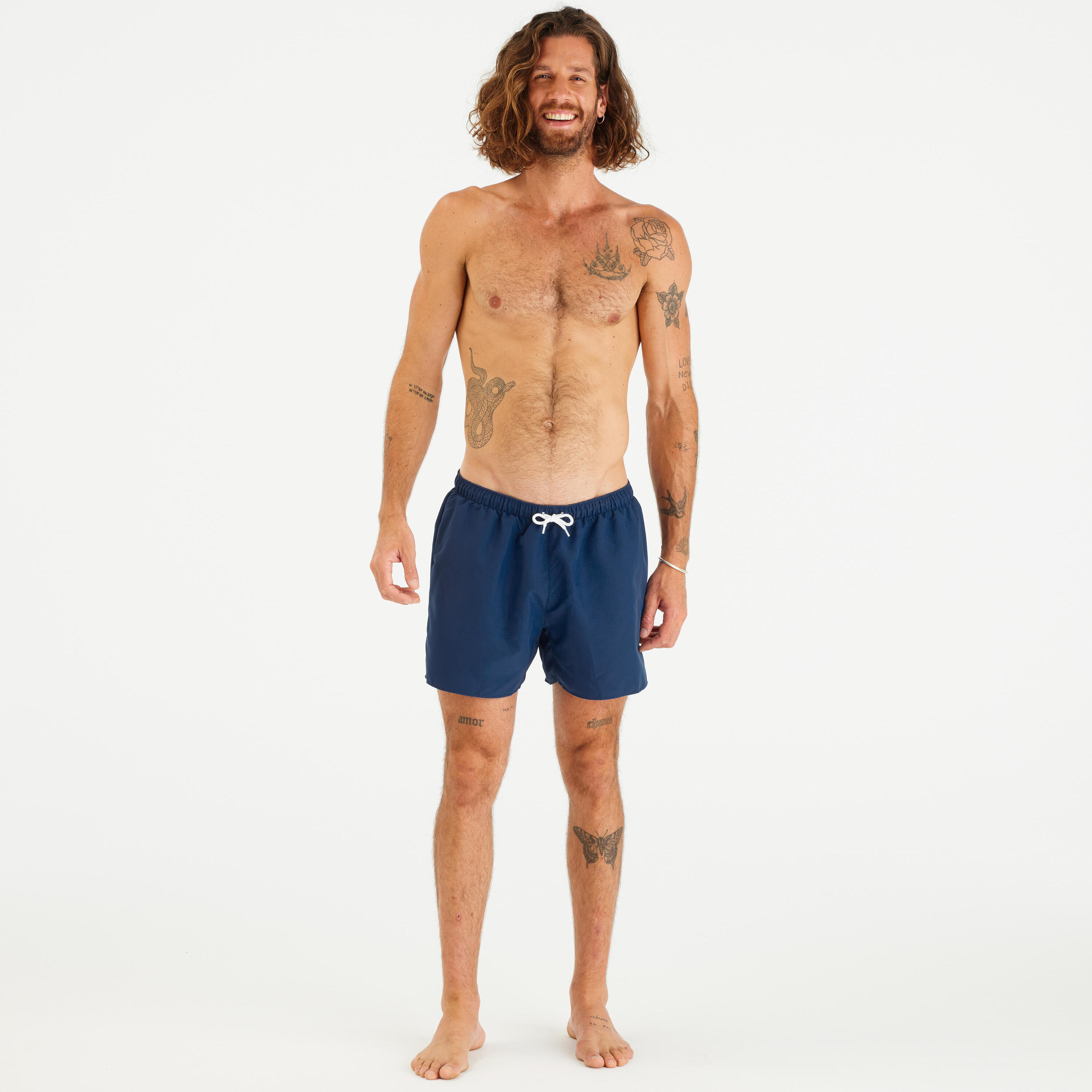 Korte boardshort 15" voor surfen heren 100 marineblauw 2/6