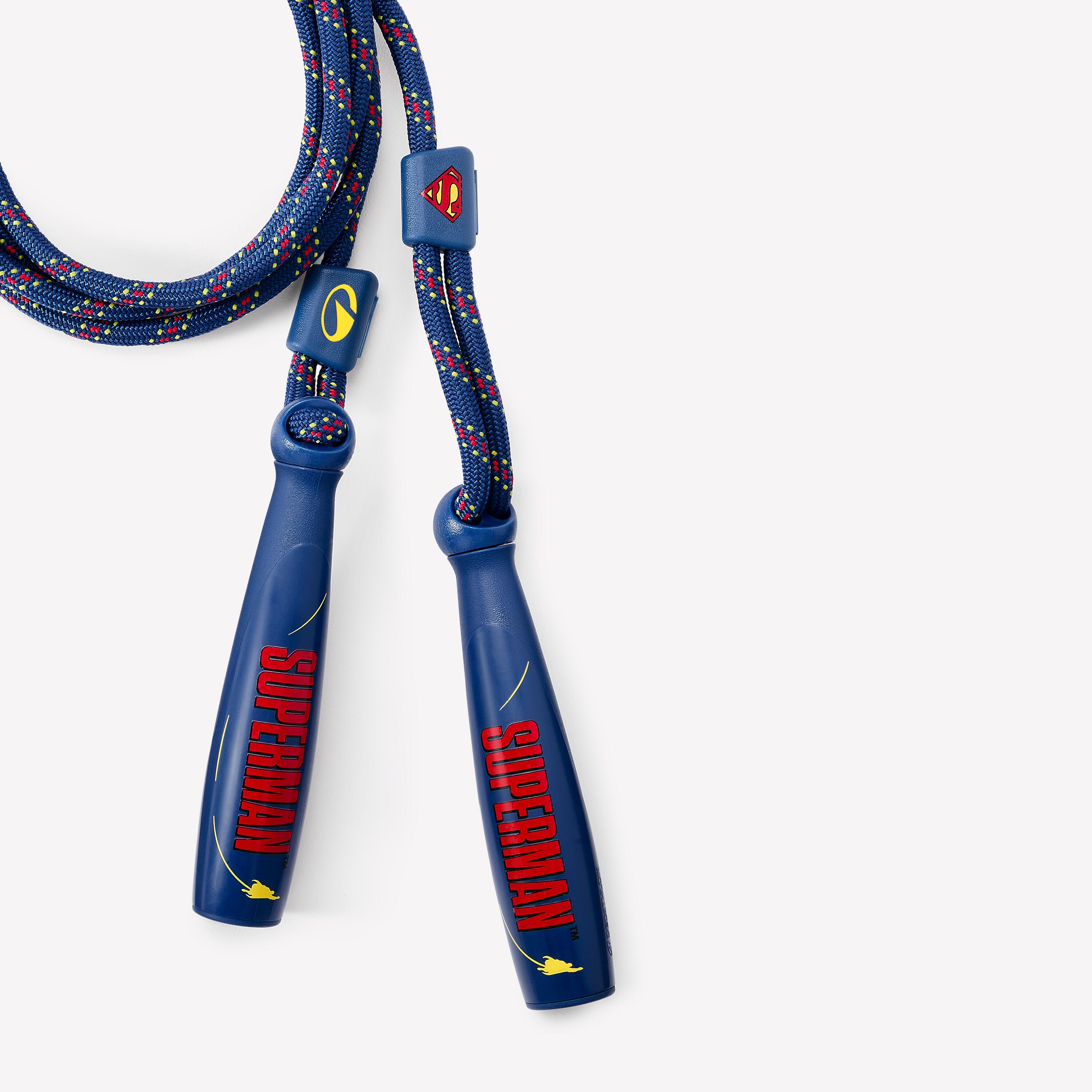 Corde à sauter réglable superman pour enfant, bleu rouge et jaune 5/6